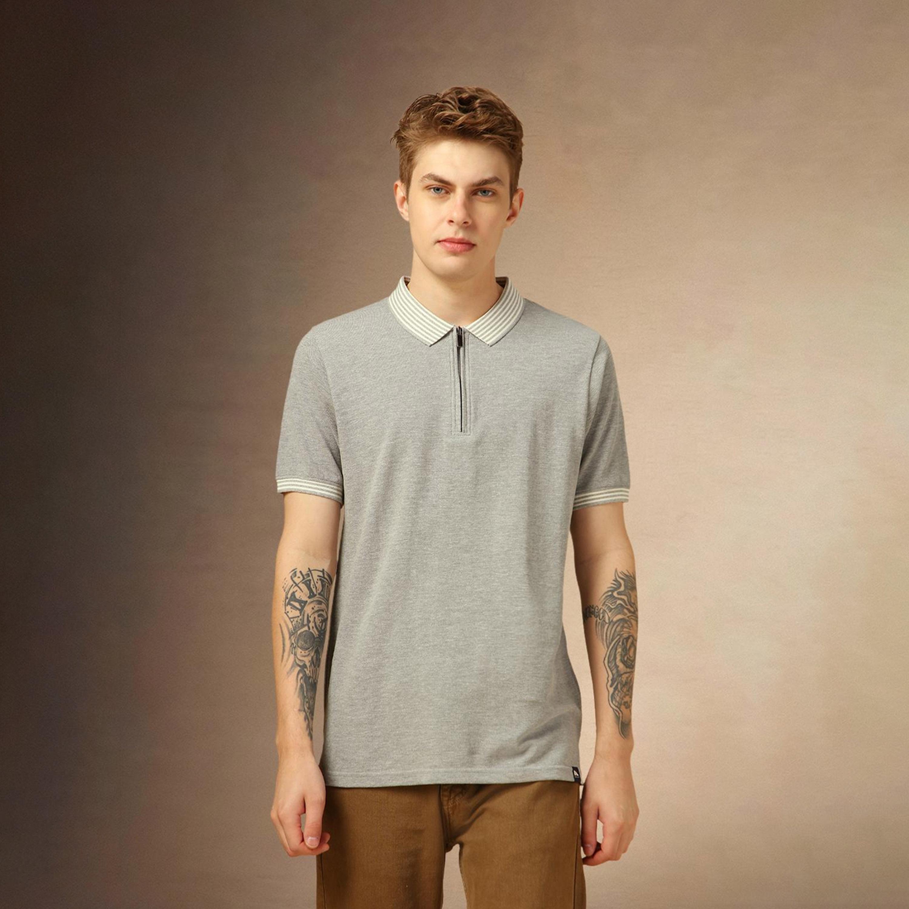 دينيس لينغو× ستايلي-  تي شيرت قطن ياقة بولو سادة-men-clothing-tshirtsandpolos-tshirts-image-6