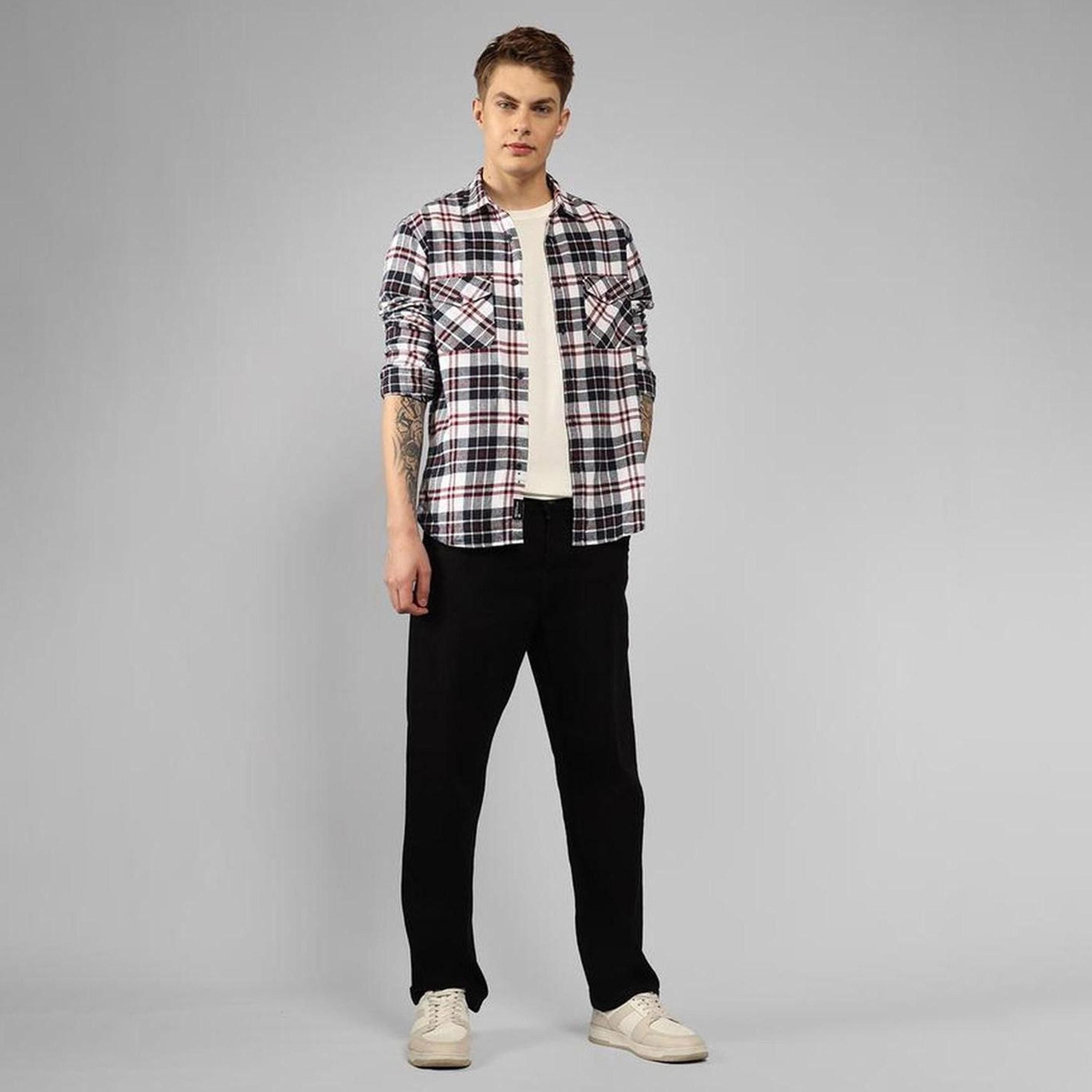 دينيس لينغو× ستايلي-  قميص كاجوال قطن خالص مقاس مريح قماش تارتان-men-clothing-shirts-image-2