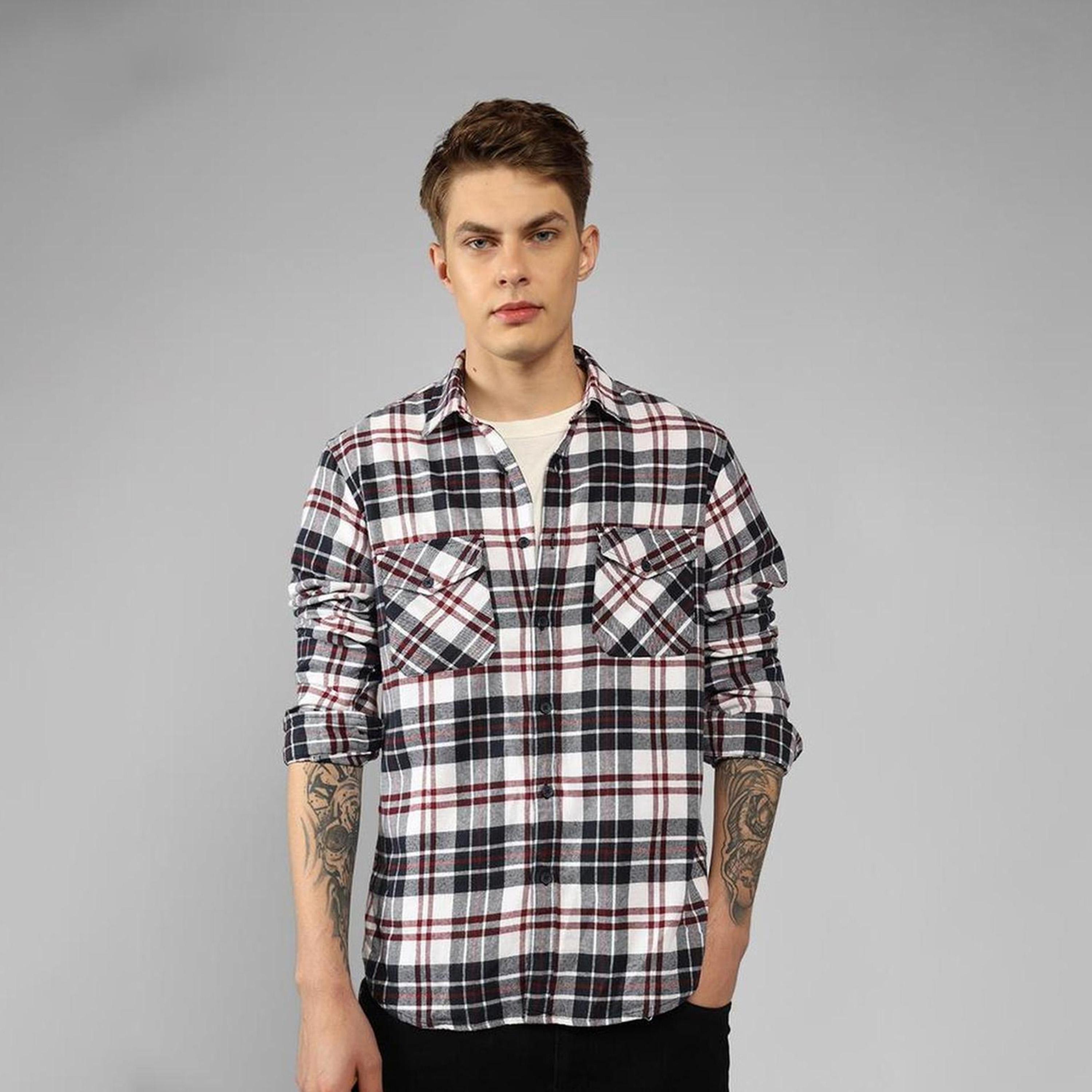 دينيس لينغو× ستايلي-  قميص كاجوال قطن خالص مقاس مريح قماش تارتان-men-clothing-shirts-image-5
