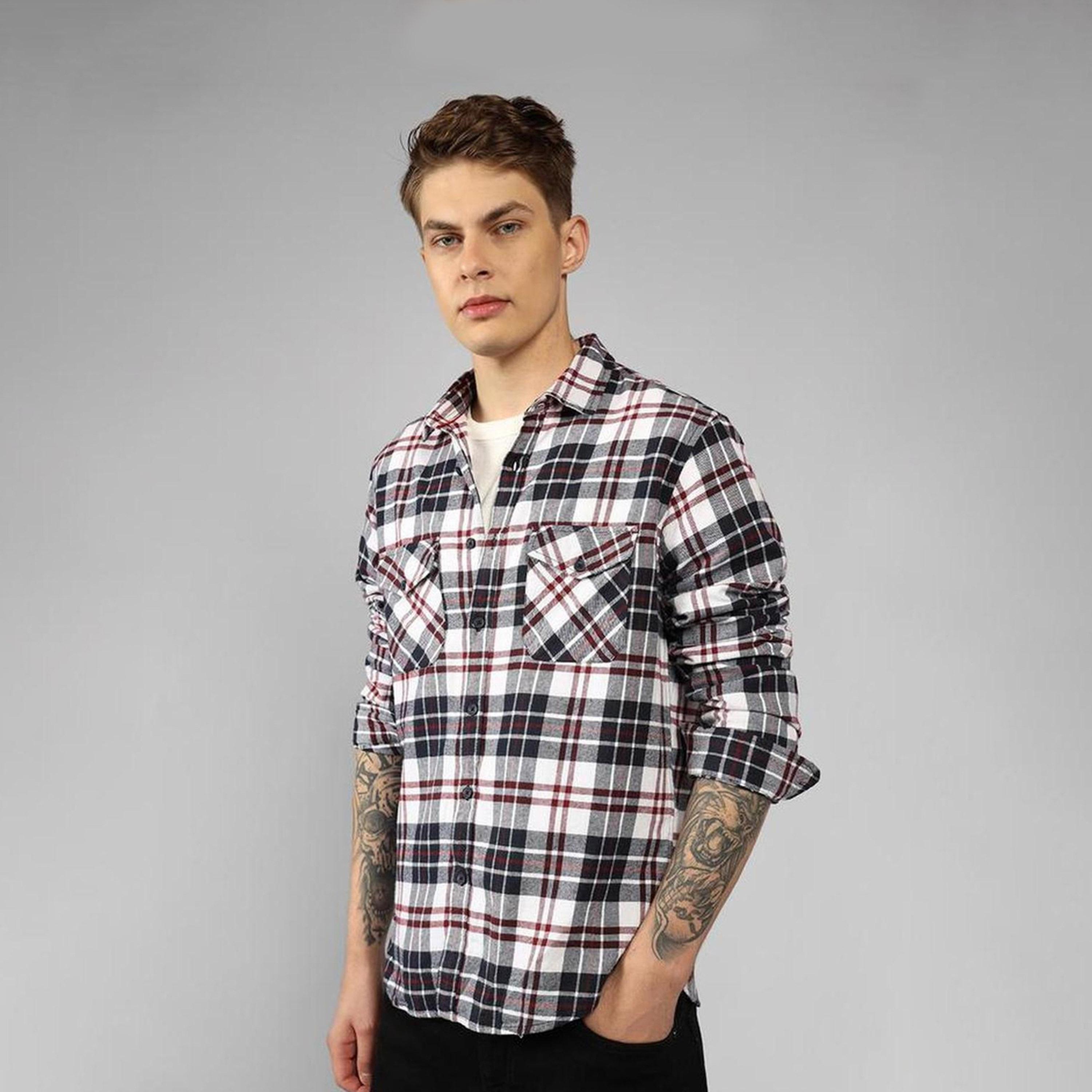 دينيس لينغو× ستايلي-  قميص كاجوال قطن خالص مقاس مريح قماش تارتان-men-clothing-shirts-image-6