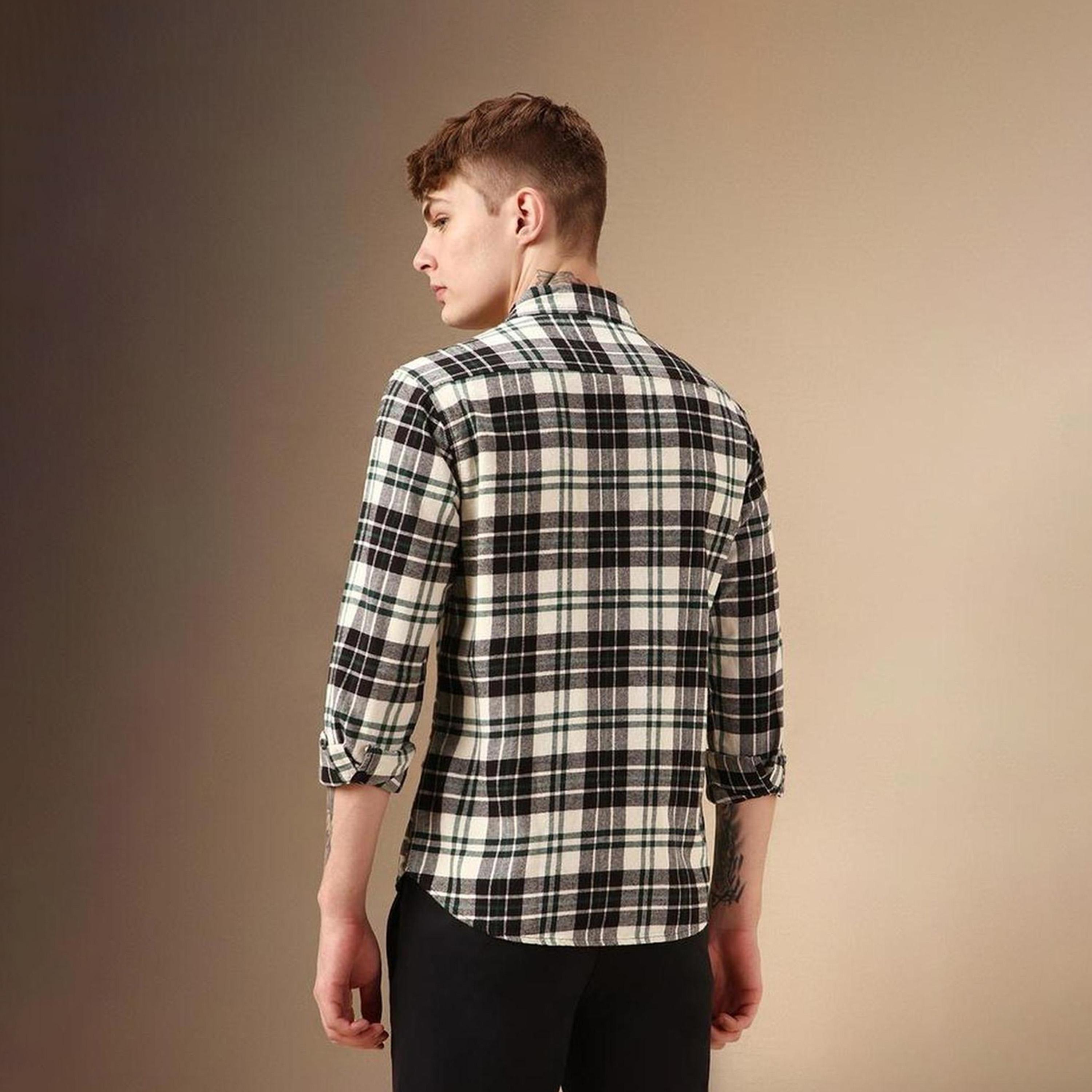 Dennis Lingo X Styli Tartan Checks Flannel Relaxed Fit Pure Cotton Casual Shirt-men-clothing-shirts-image-5