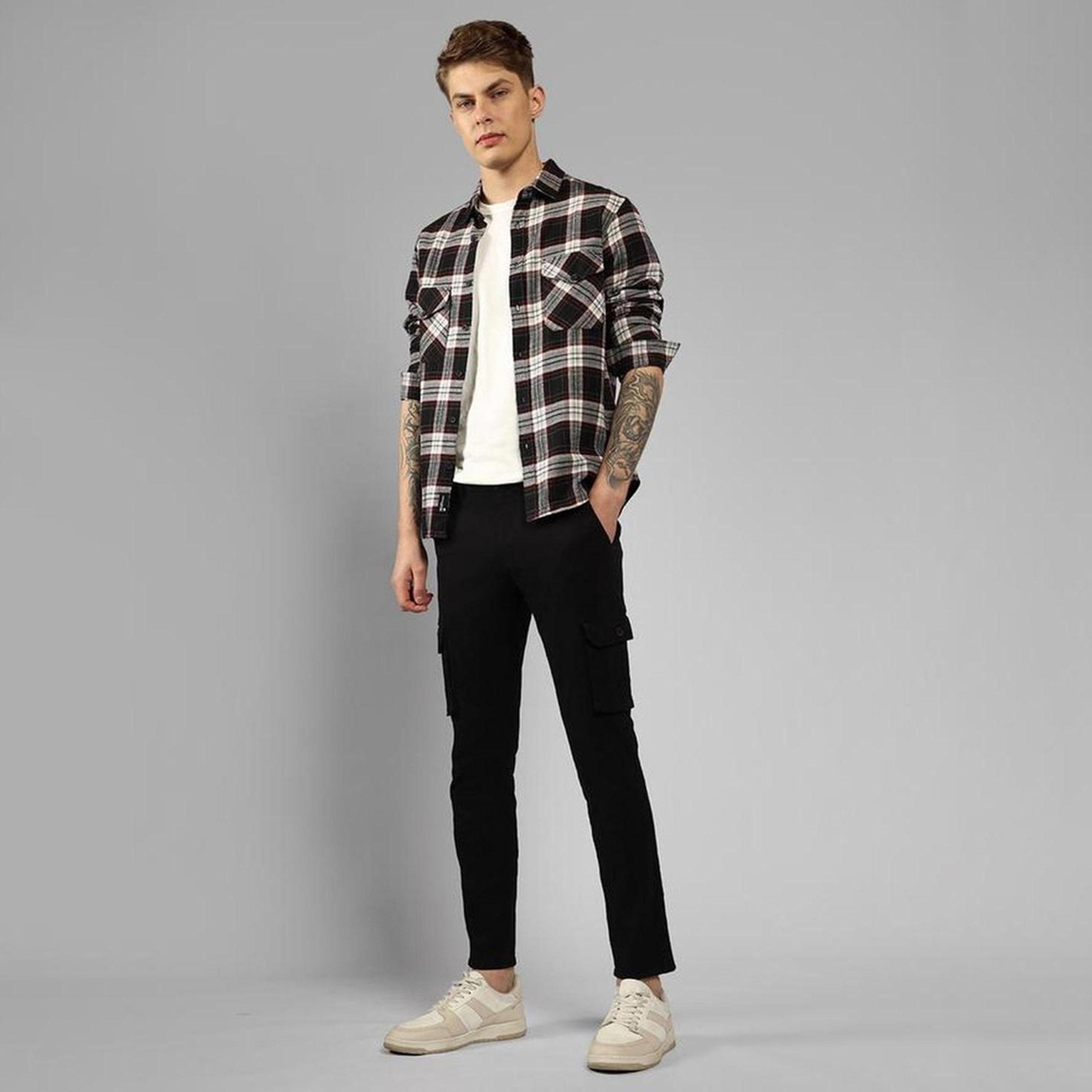 دينيس لينغو× ستايلي-  قميص كاجوال قطن خالص مقاس مريح قماش تارتان-men-clothing-shirts-image-2