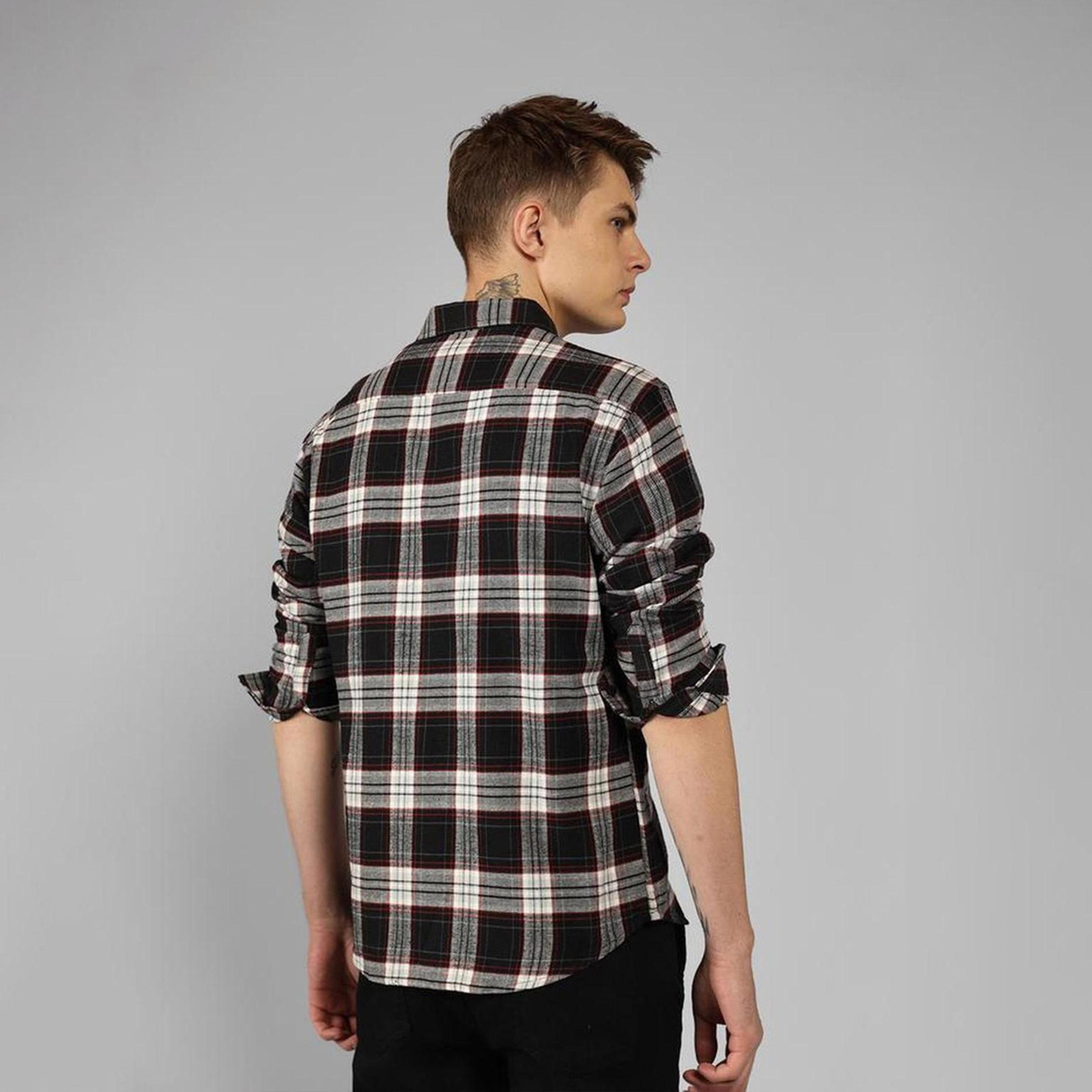 دينيس لينغو× ستايلي-  قميص كاجوال قطن خالص مقاس مريح قماش تارتان-men-clothing-shirts-image-4