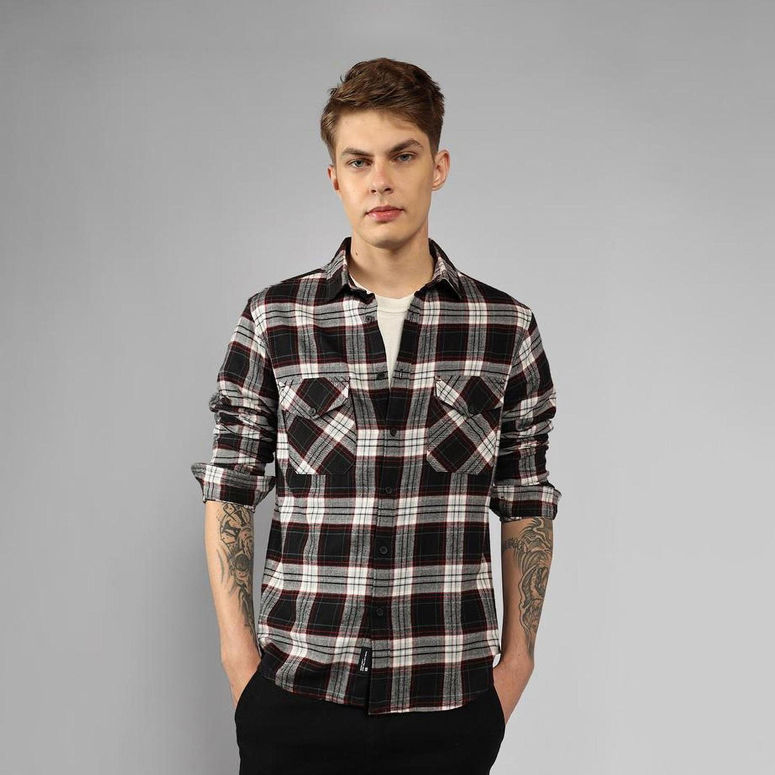 دينيس لينغو× ستايلي-  قميص كاجوال قطن خالص مقاس مريح قماش تارتان-men-clothing-shirts-image-5