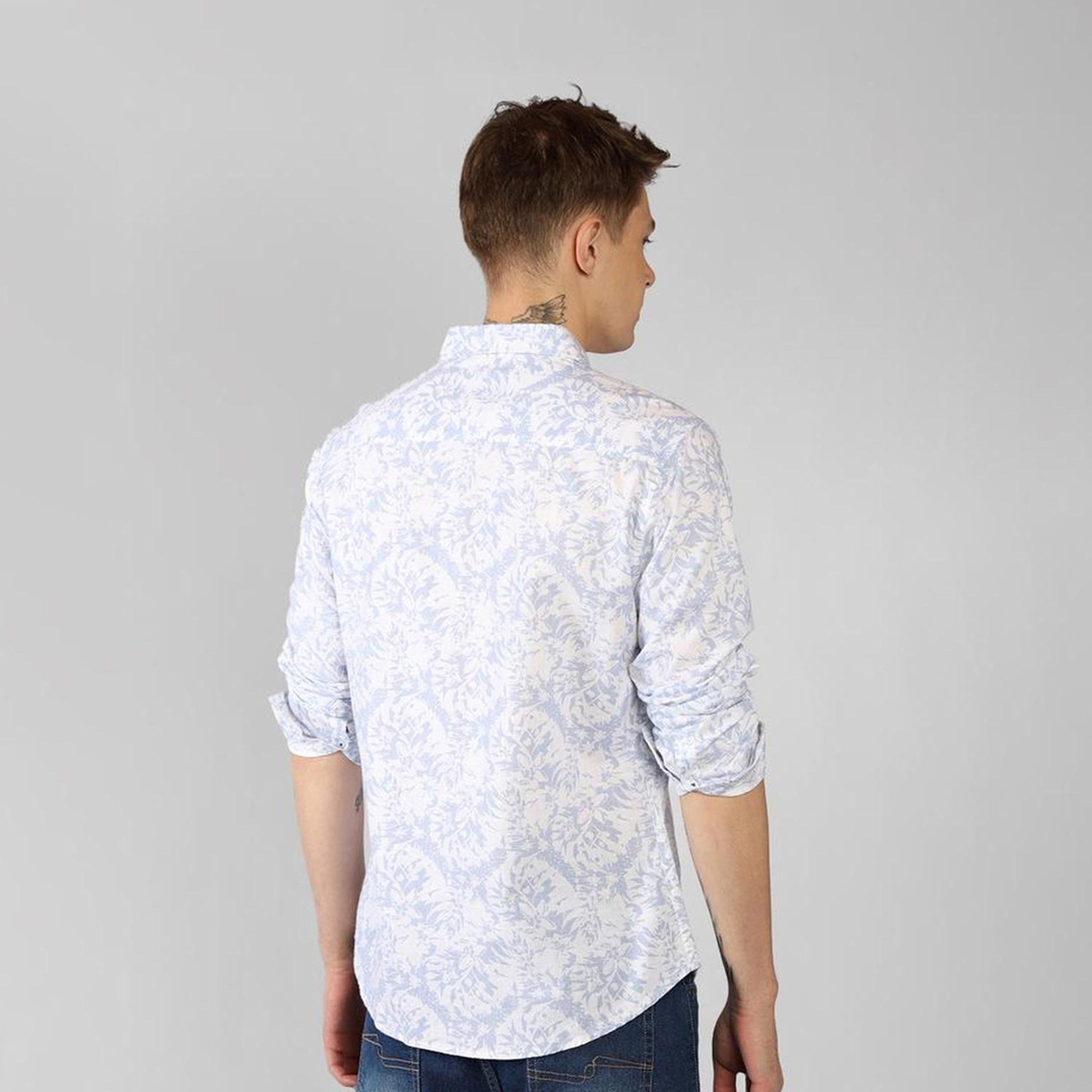 دينيس لينغو× ستايلي-  قميص كاجوال قطن ذو الياقة بأزرار سفلية وطبعات زهور-men-clothing-shirts-image-7