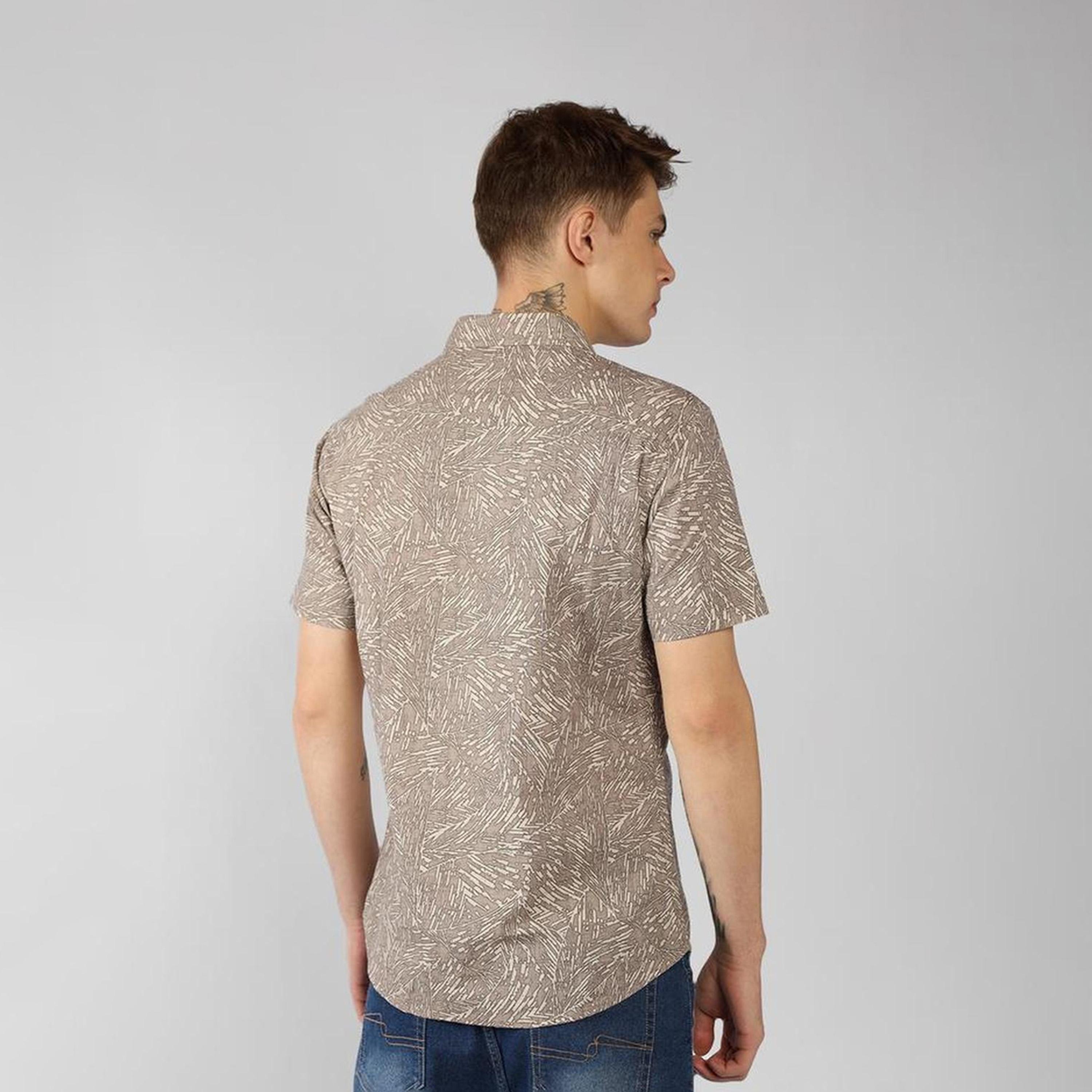 دينيس لينغو× ستايلي-  قميص قطني كاجوال بأكمام قصيرة وياقة واسعة طباعة تجريدية-men-clothing-shirts-image-5