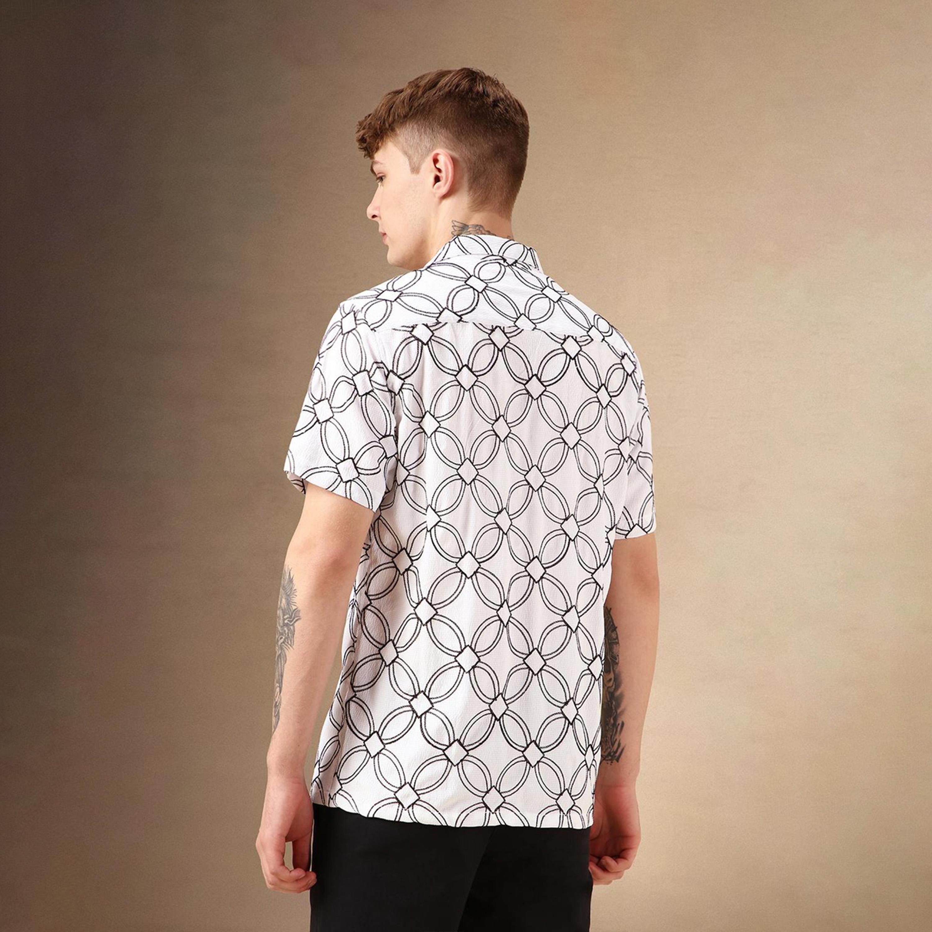 دينيس لينغو× ستايلي-  قميص كاجوال ياقة كوبية مطرزة بالأزهار الذكية-men-clothing-shirts-image-3
