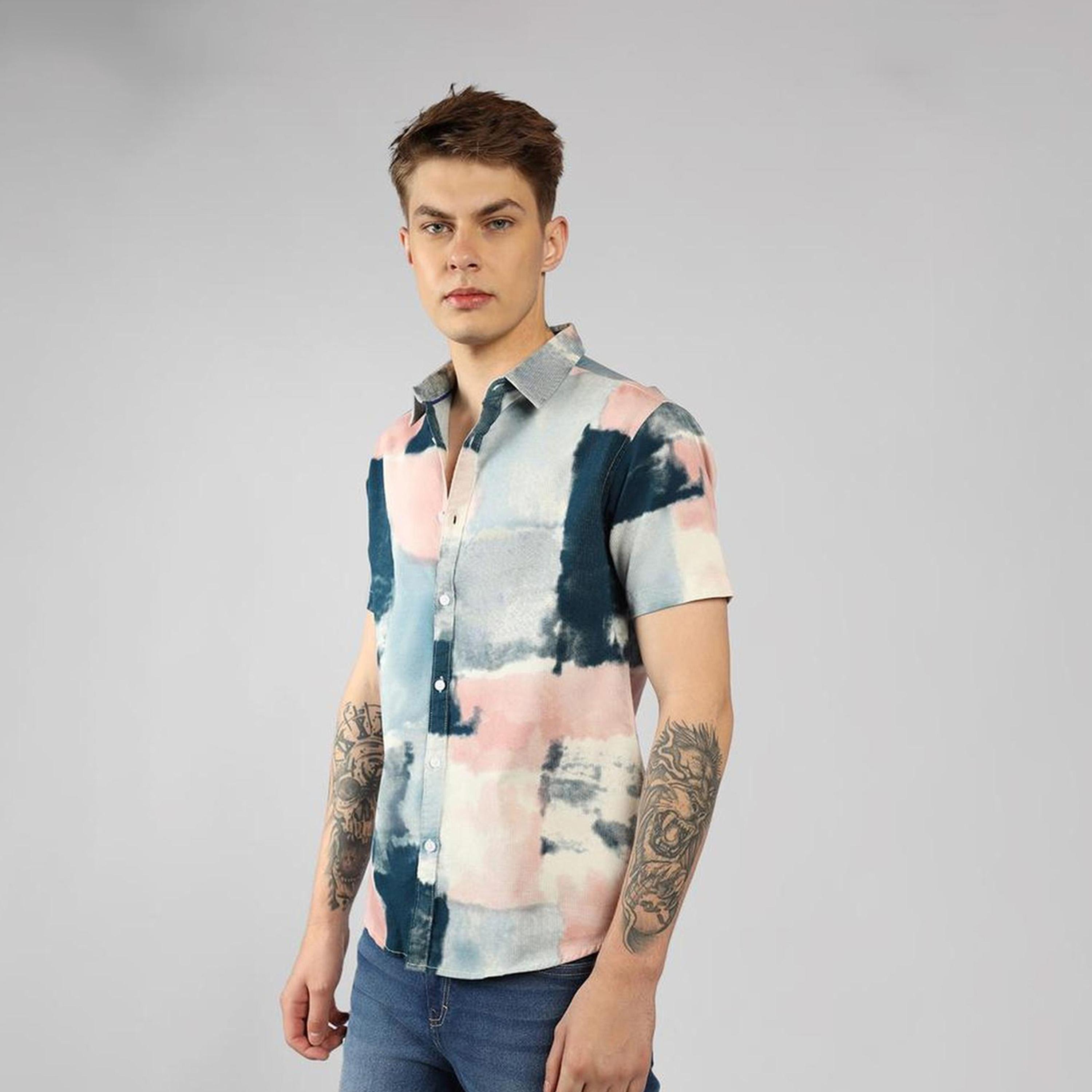 Dennis Lingo X Styli Spread Collar Cotton Dobby Textured Print Casual Shirt-men-clothing-shirts-image-2