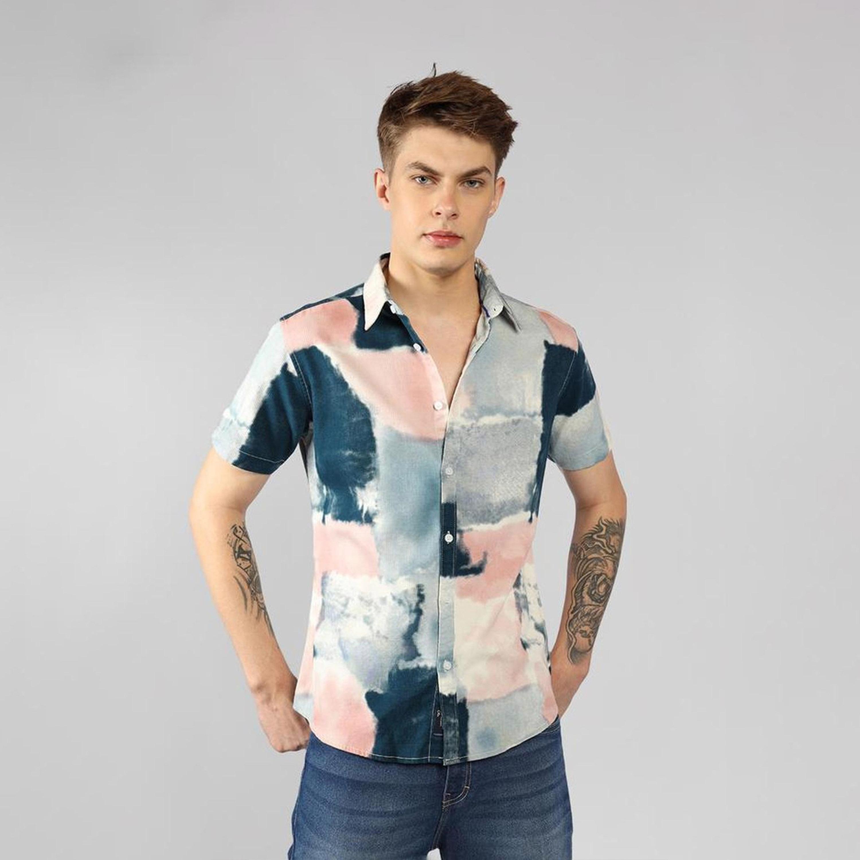 Dennis Lingo X Styli Spread Collar Cotton Dobby Textured Print Casual Shirt-men-clothing-shirts-image-4