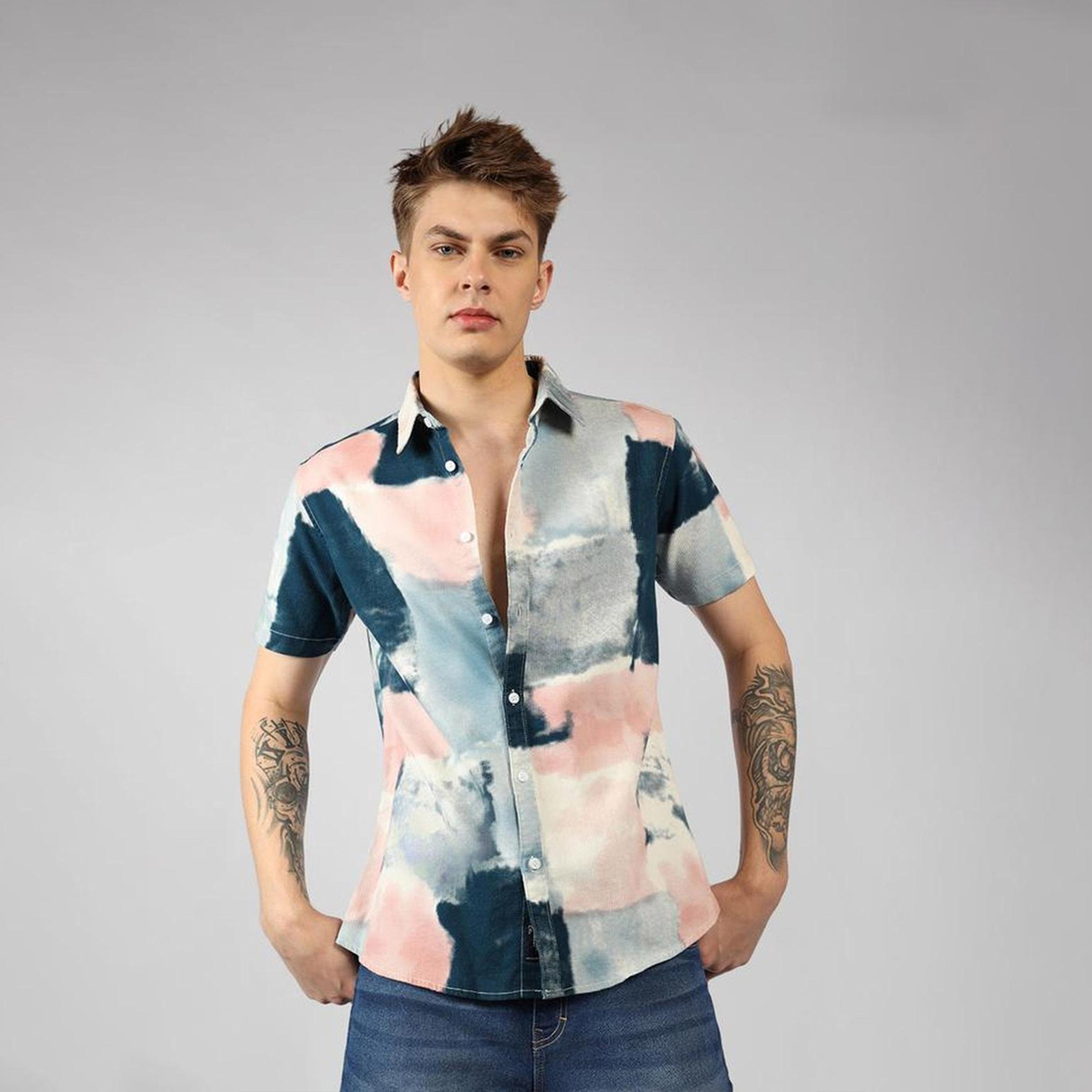 Dennis Lingo X Styli Spread Collar Cotton Dobby Textured Print Casual Shirt-men-clothing-shirts-image-6