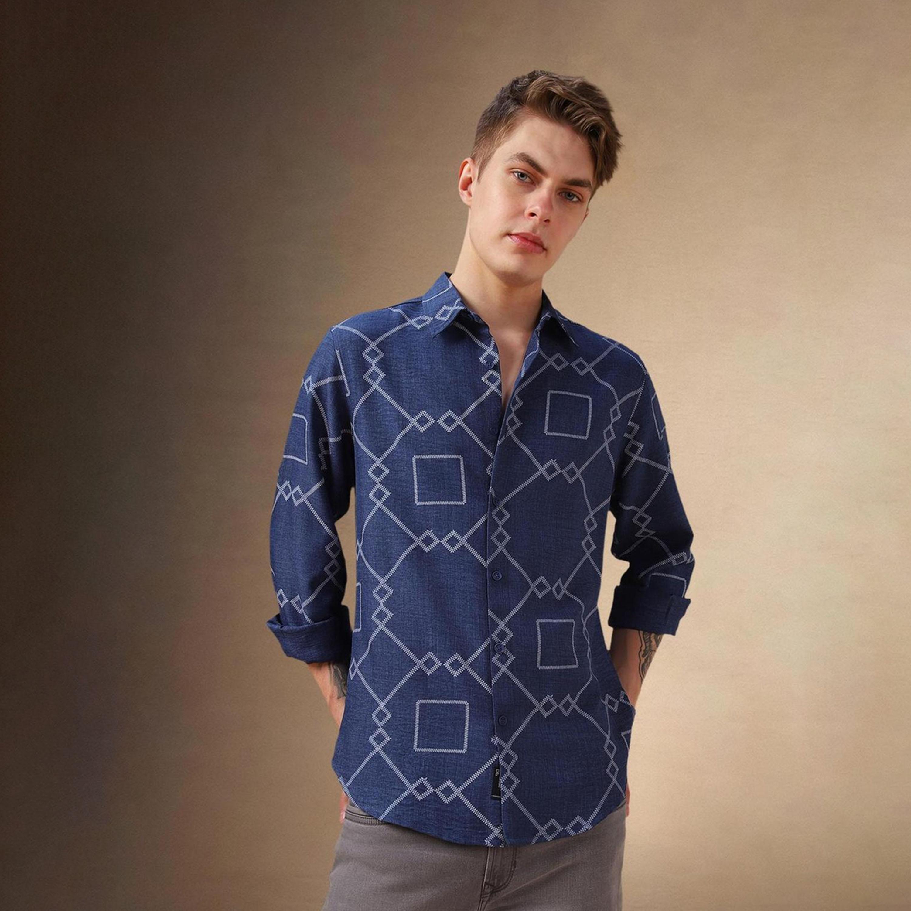Dennis Lingo X Styli Men Spread Collar Geometric Printed Relaxed Fit Casual Shirt-men-clothing-shirts-image-1