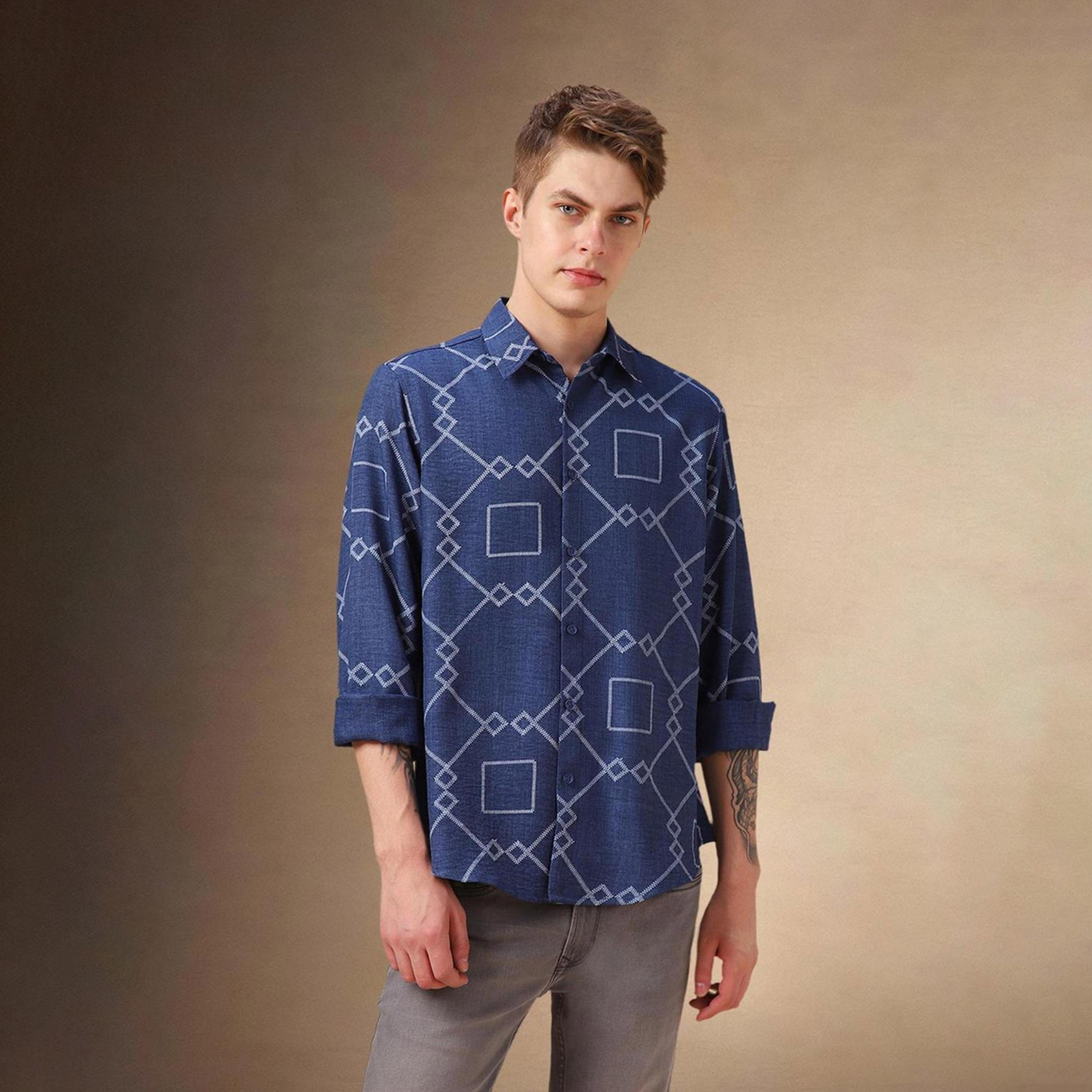 Dennis Lingo X Styli Men Spread Collar Geometric Printed Relaxed Fit Casual Shirt-men-clothing-shirts-image-2