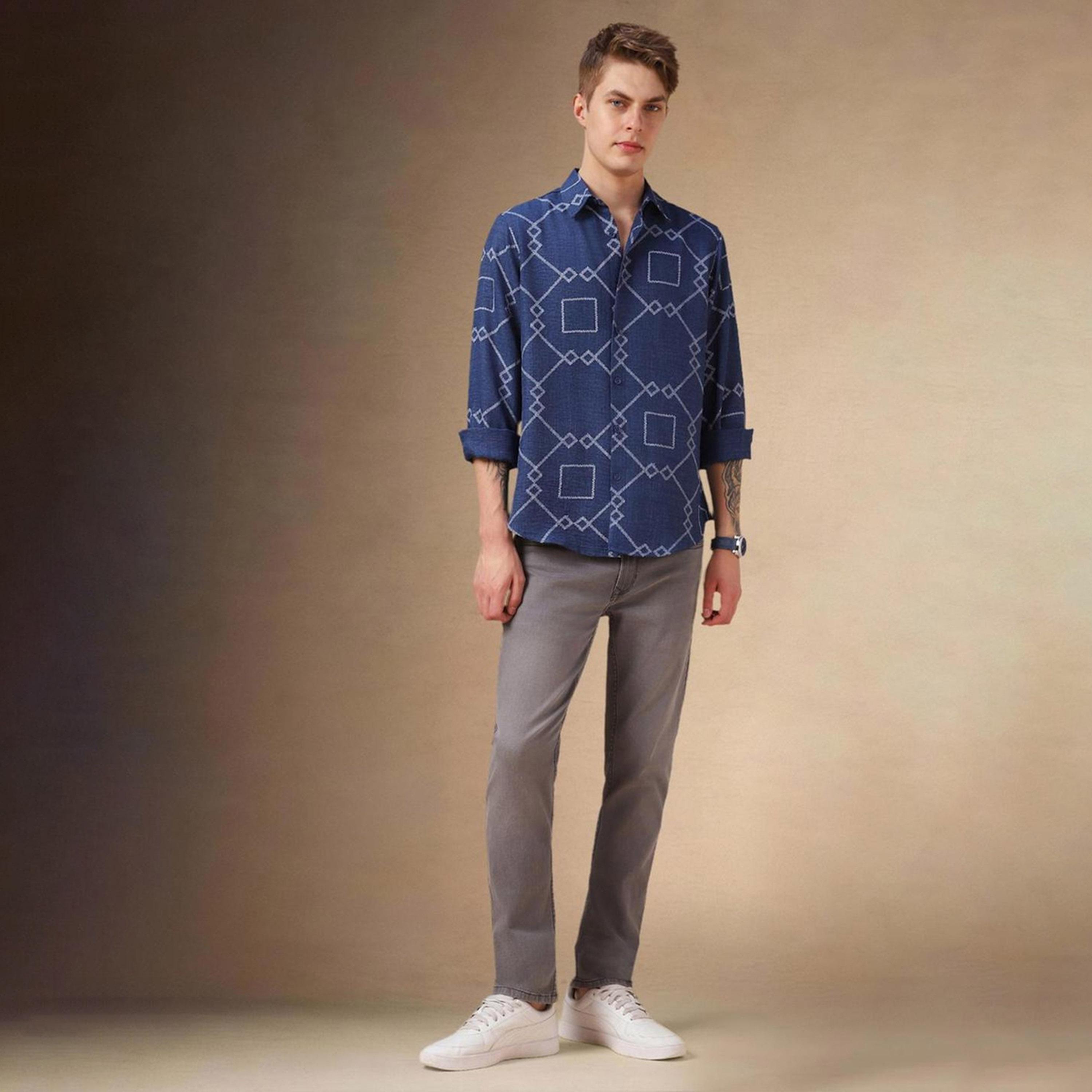 Dennis Lingo X Styli Men Spread Collar Geometric Printed Relaxed Fit Casual Shirt-men-clothing-shirts-image-4