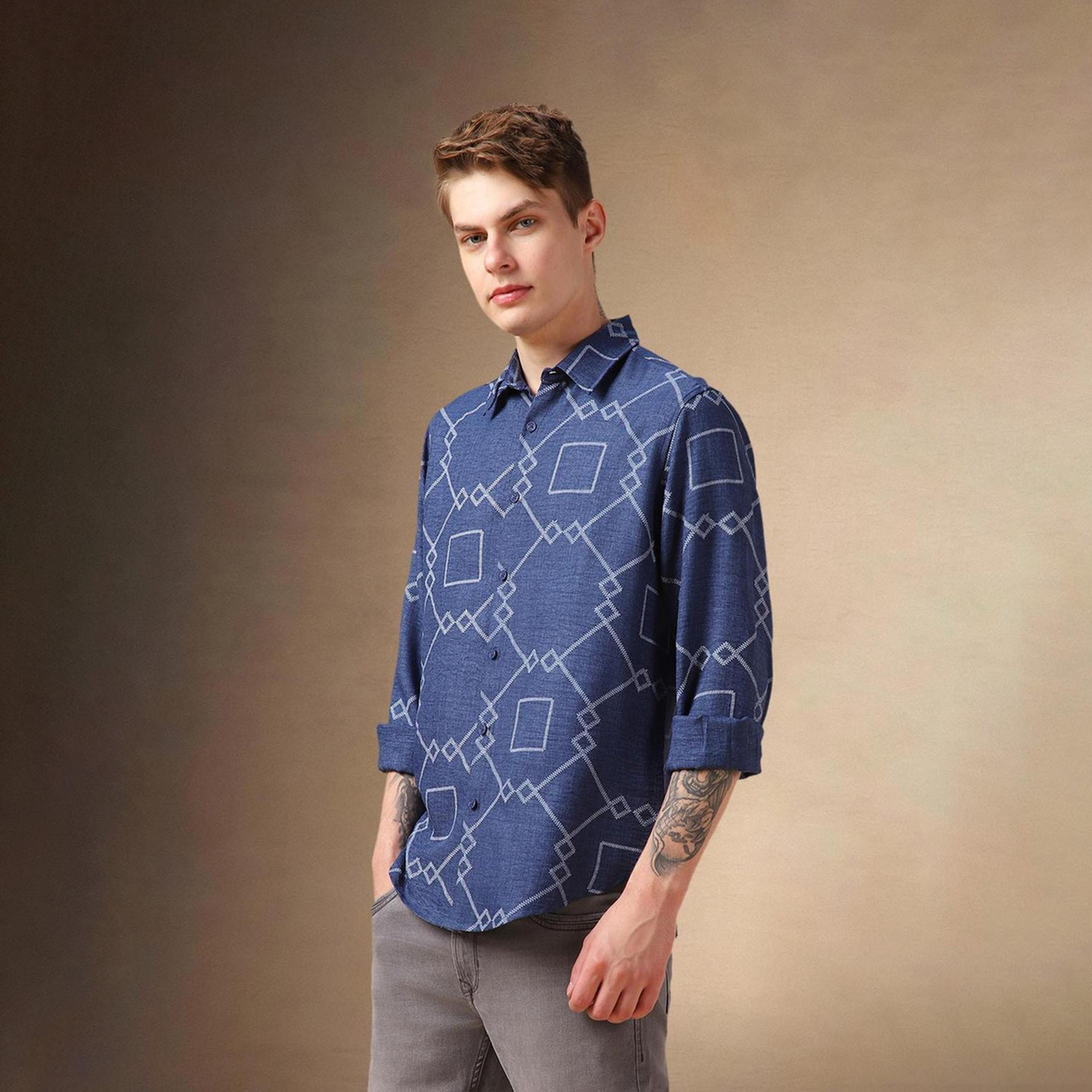 Dennis Lingo X Styli Men Spread Collar Geometric Printed Relaxed Fit Casual Shirt-men-clothing-shirts-image-5
