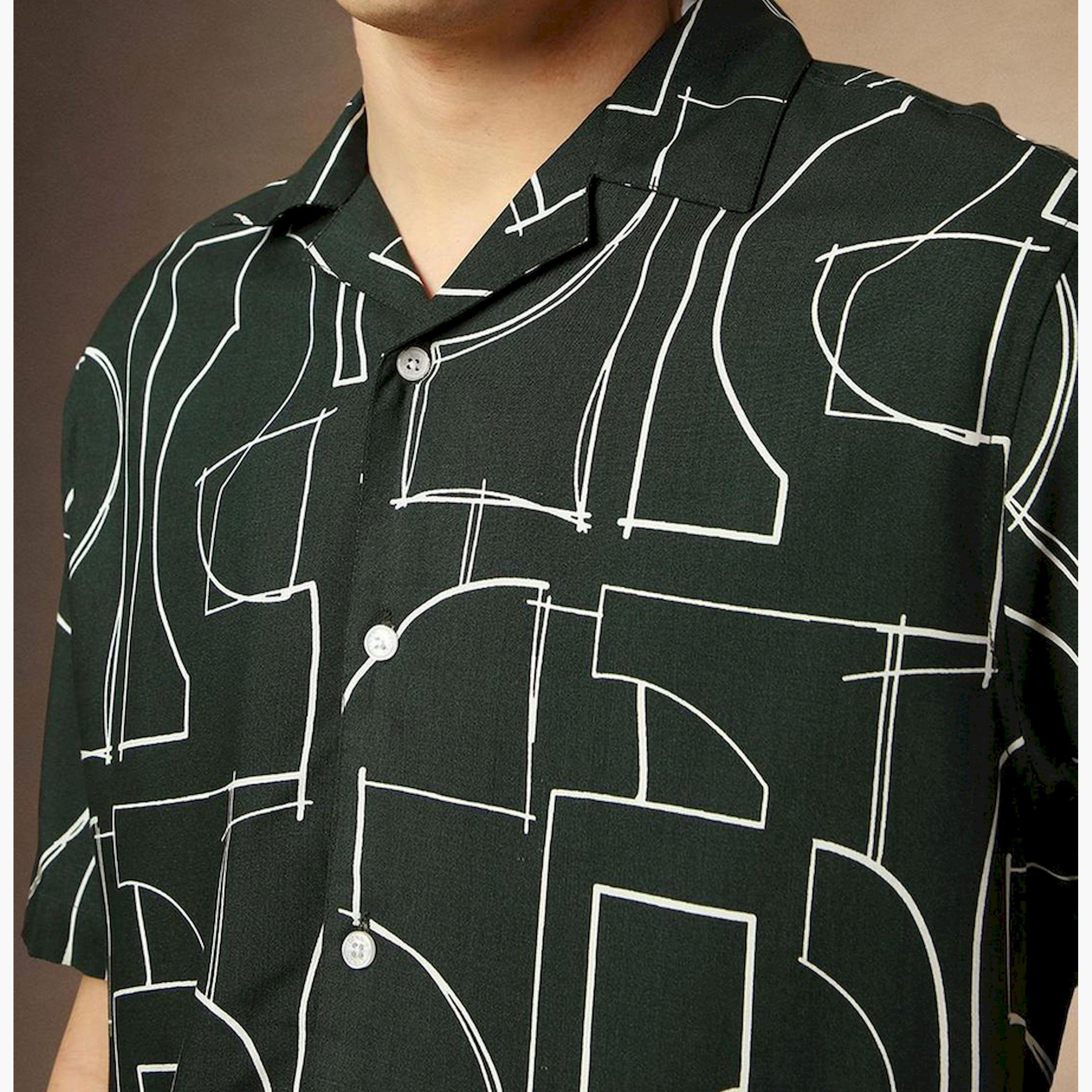 Dennis Lingo X Styli Green Relaxed Fit Printed Spread Collar Casual Shirt-men-clothing-shirts-image-6