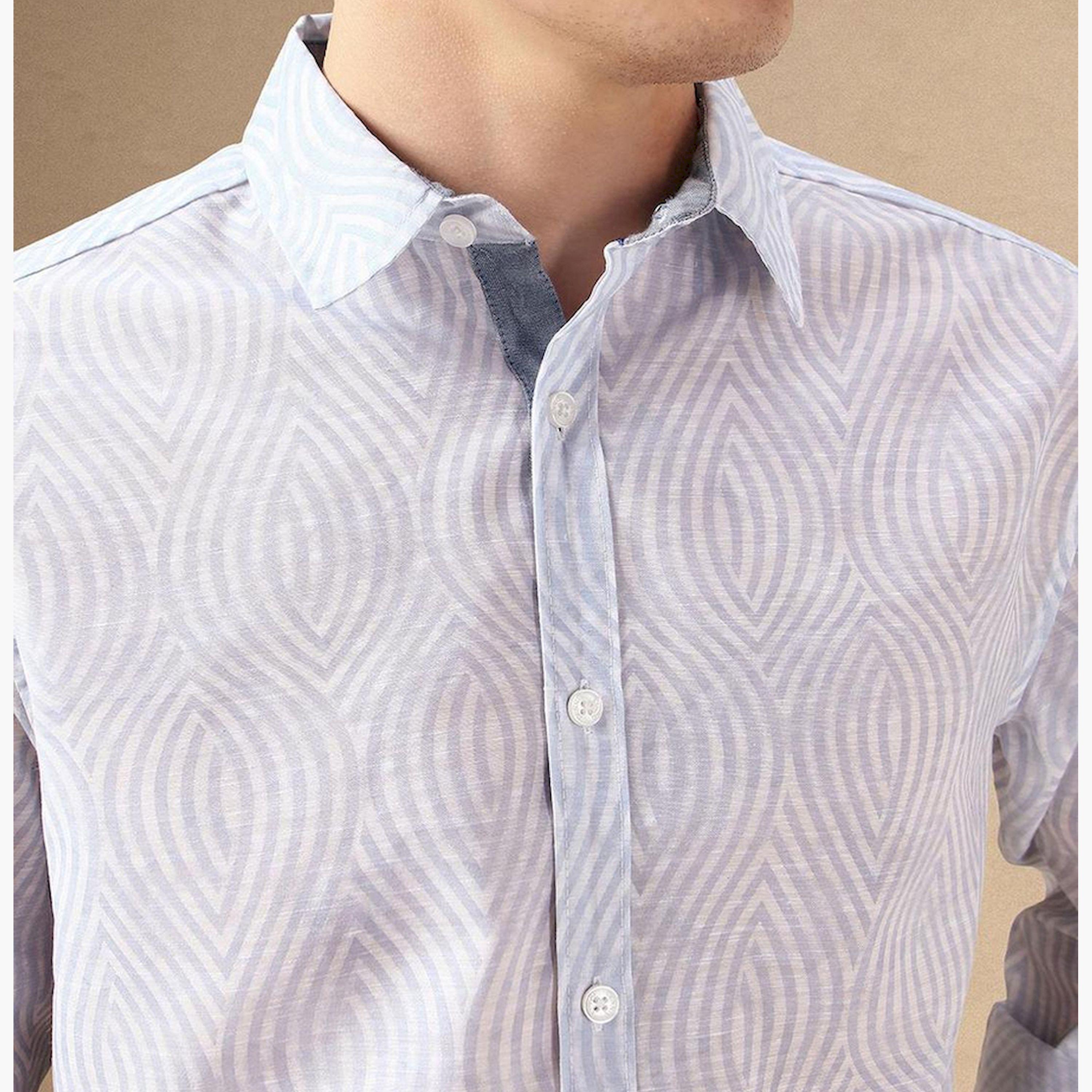 دينيس لينغو× ستايلي-  قميص كاجوال قطن مطبوع ياقة ذكية للرجال-men-clothing-shirts-image-3