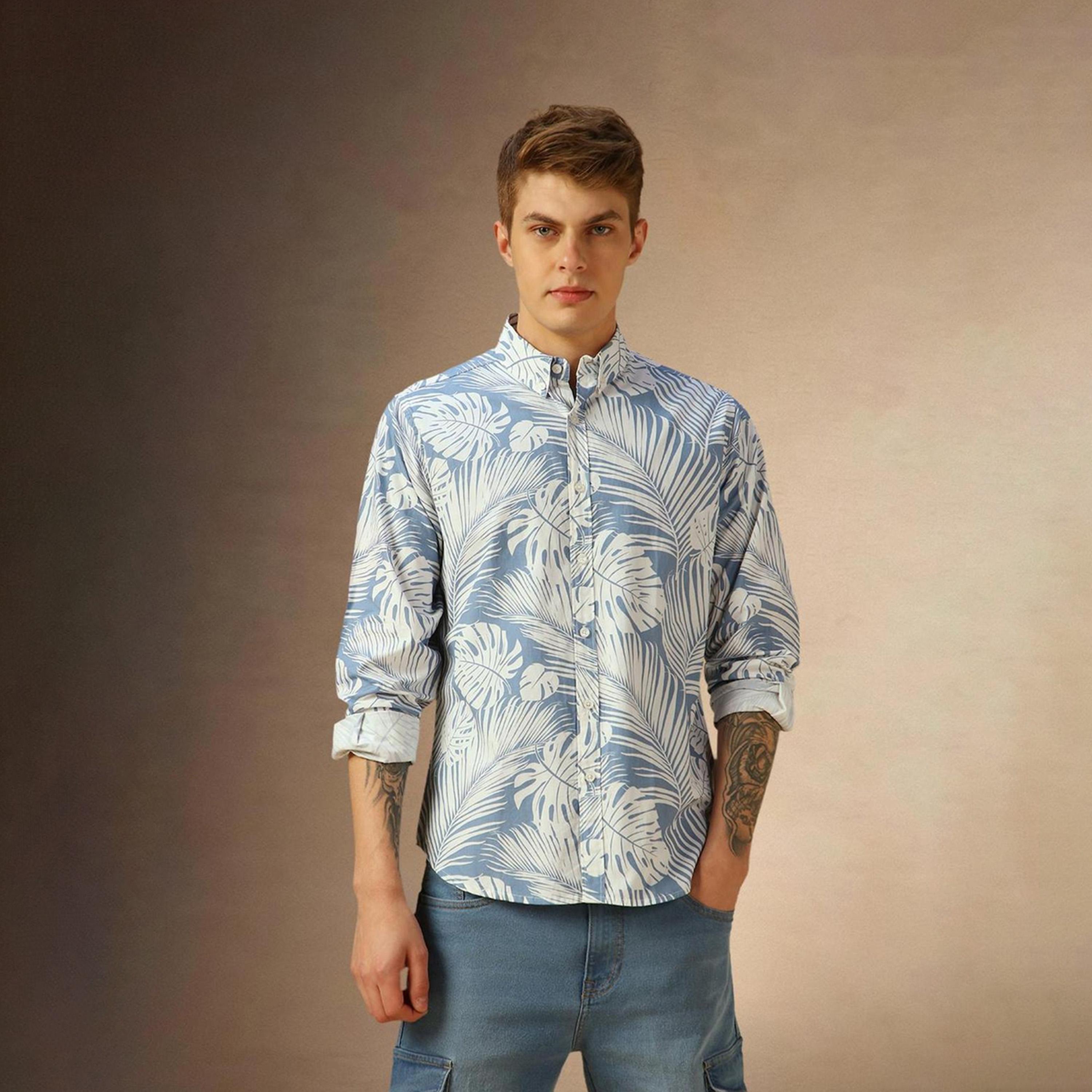 Dennis Lingo X Styli Men Comfort Spread Collar Floral Printed Cotton Casual Shirt-men-clothing-shirts-image-3