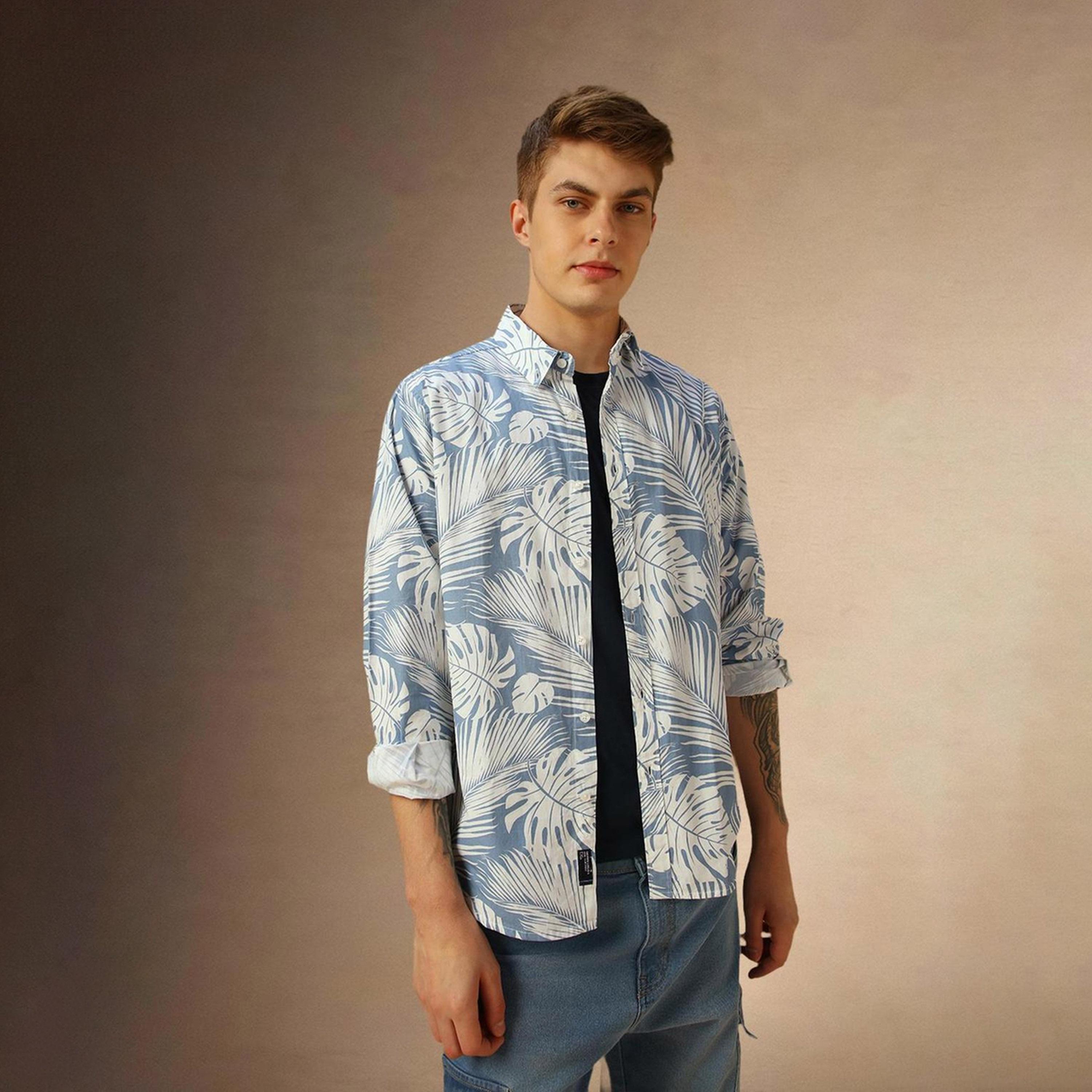 Dennis Lingo X Styli Men Comfort Spread Collar Floral Printed Cotton Casual Shirt-men-clothing-shirts-image-4