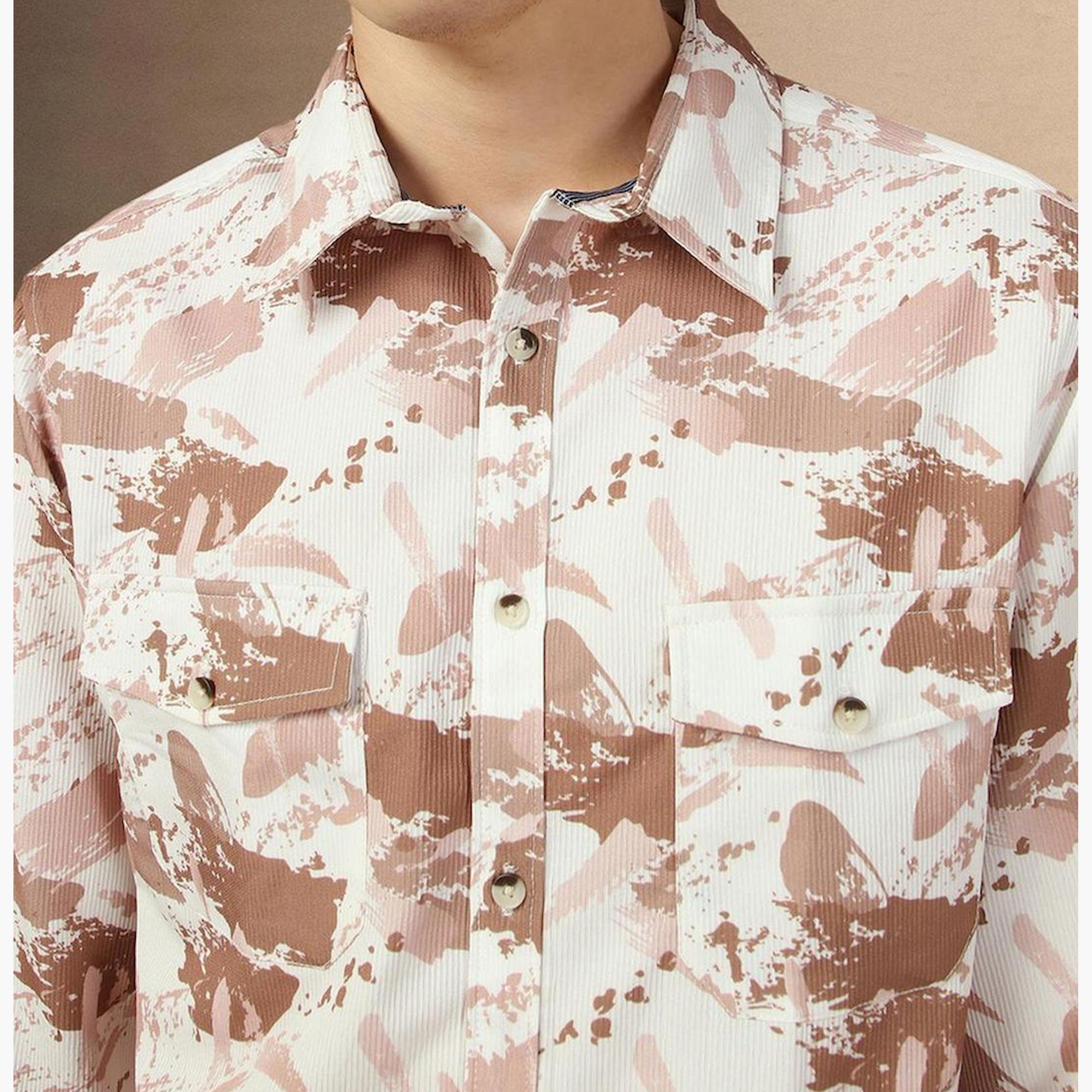 دينيس لينغو× ستايلي-  سترة كاجوال قطن خالص ياقة واسعة ومطبوعة باللون البني-men-clothing-shirts-image-5