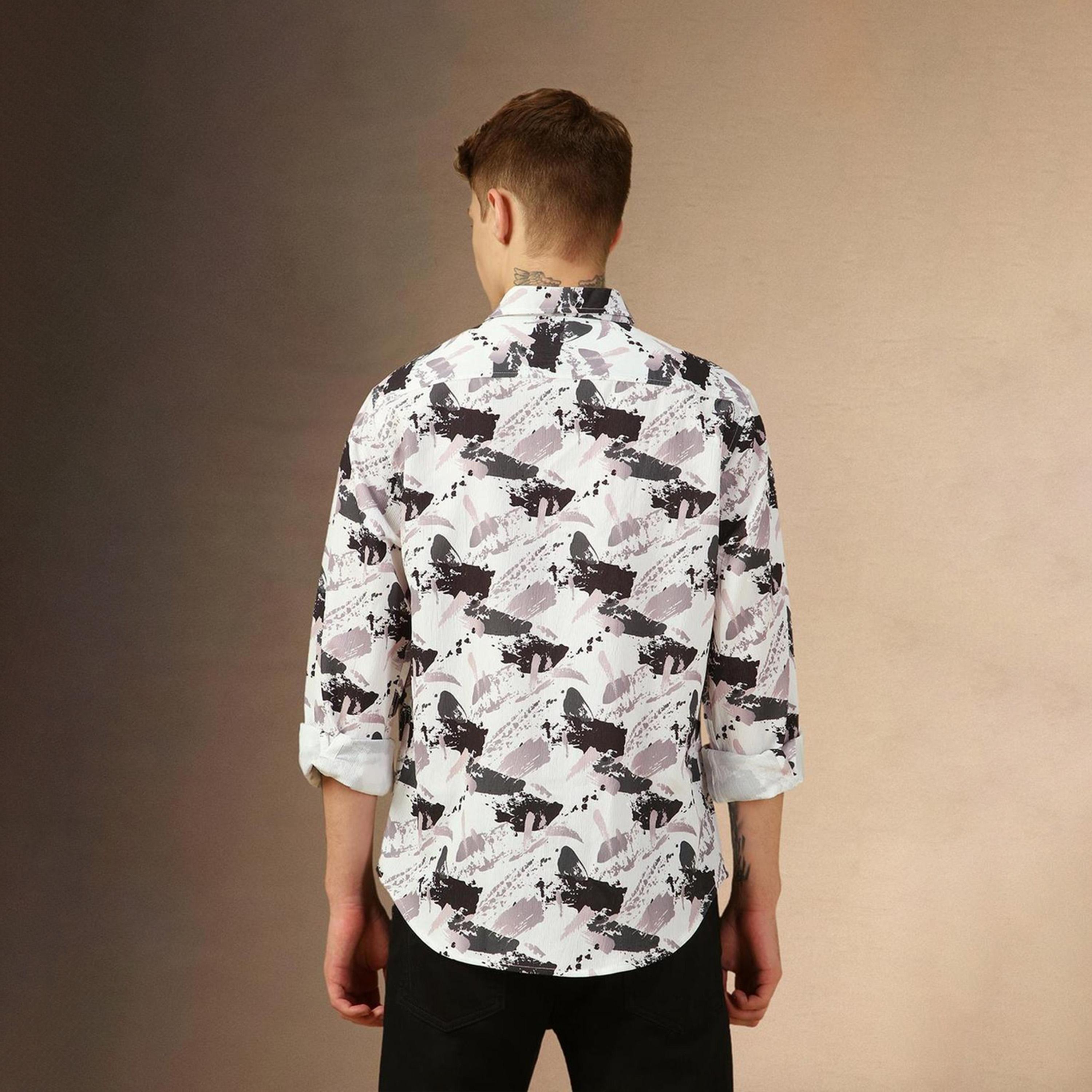 دينيس لينغو× ستايلي-  سترة غير رسمية قطن خالص ياقة واسعة ومطبوعة-men-clothing-shirts-image-5