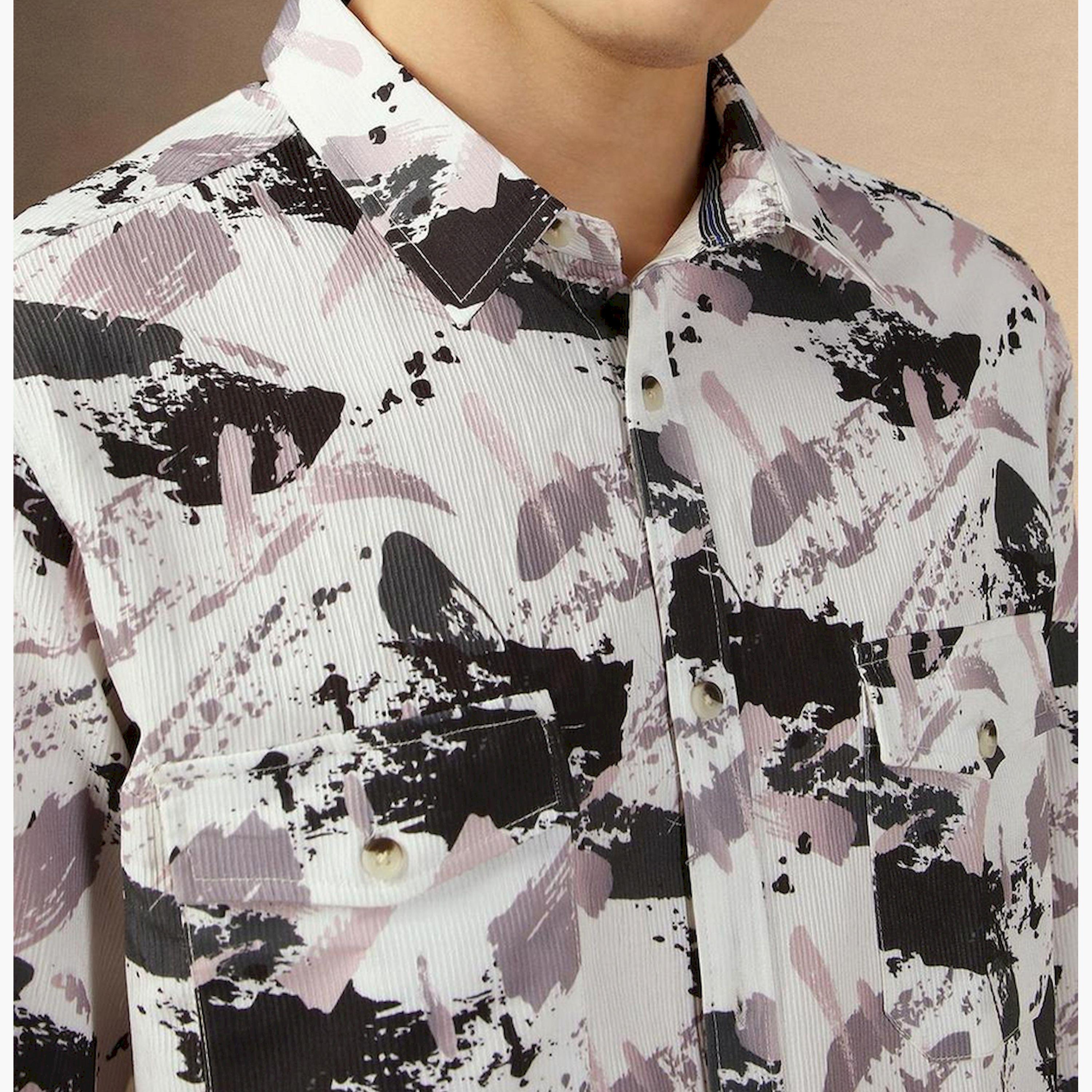دينيس لينغو× ستايلي-  سترة غير رسمية قطن خالص ياقة واسعة ومطبوعة-men-clothing-shirts-image-6