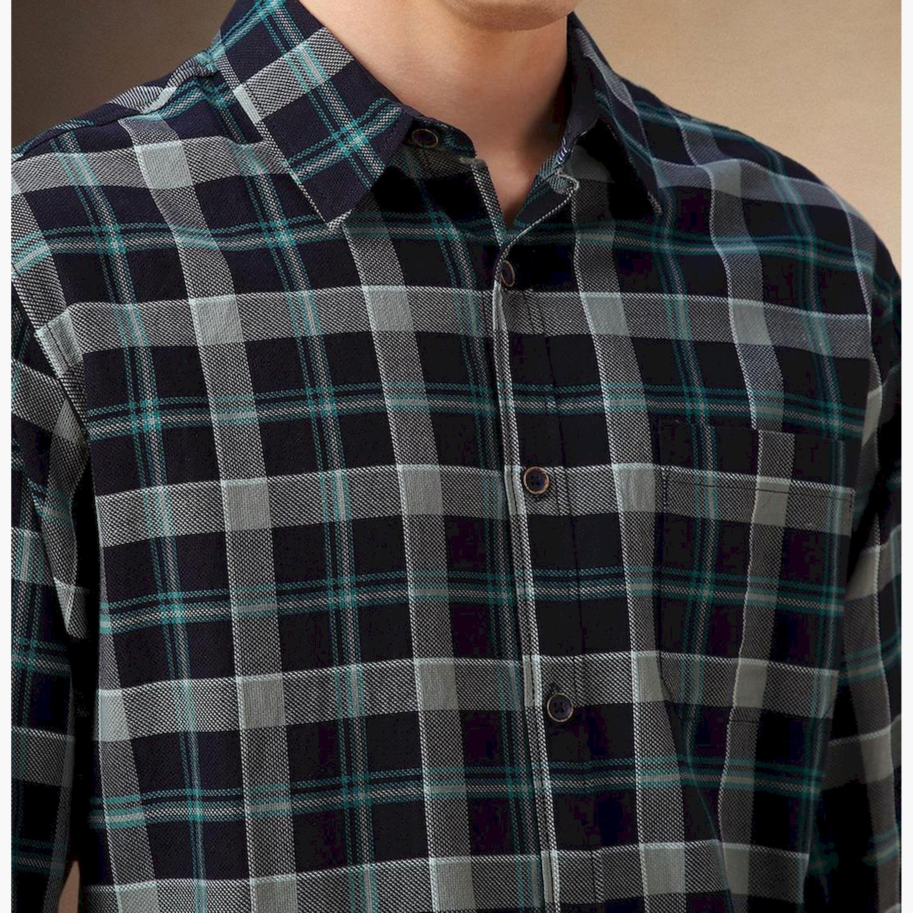 دينيس لينغو× ستايلي-  قميص كاجوال للرجال ياقة واسعة قماش ترتان قطن قصة مريحة-men-clothing-shirts-image-4