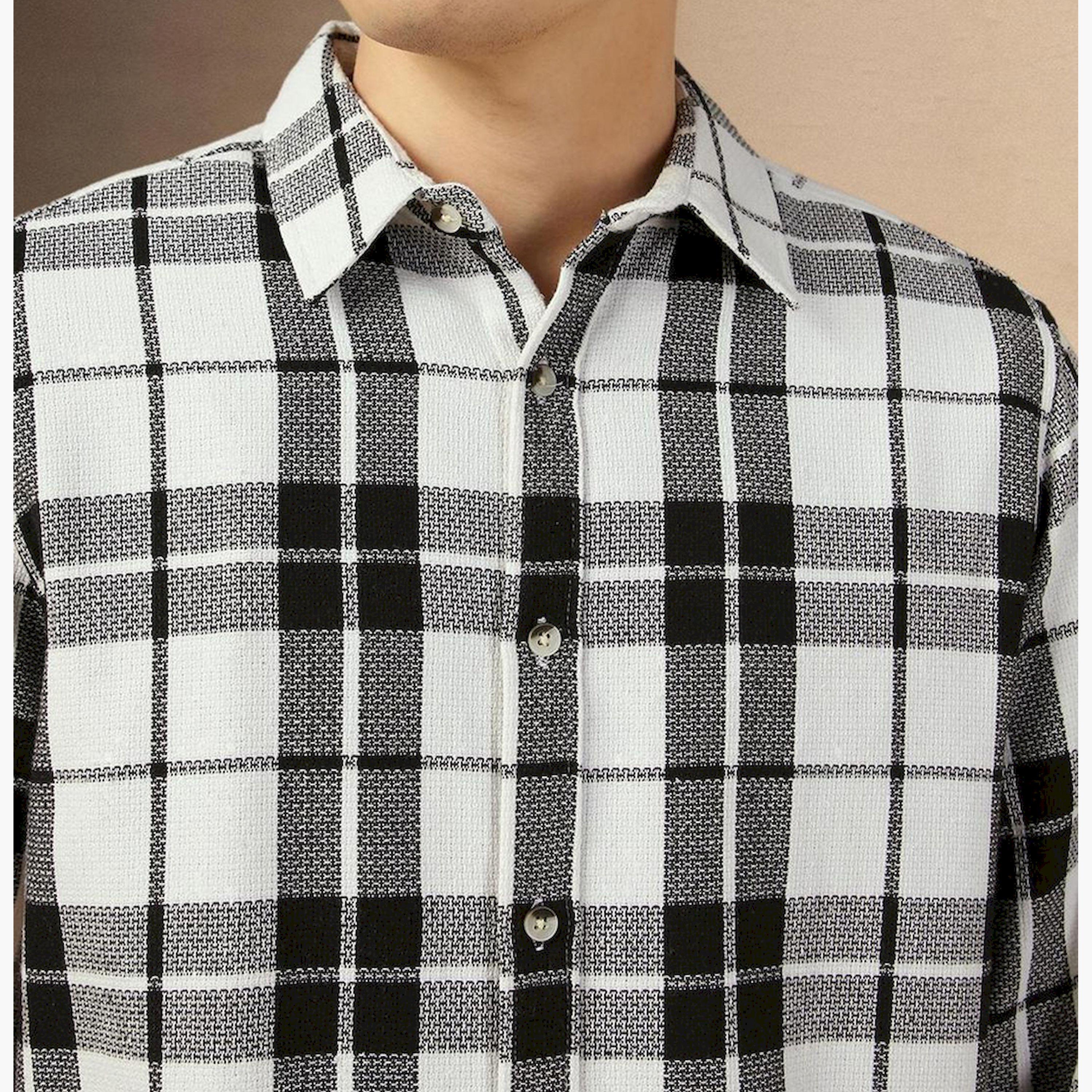 دينيس لينغو× ستايلي-  قميص كاجوال من القطن الخالص قصة مريحة ومربعات ترتان وياقة واسعة-men-clothing-shirts-image-4