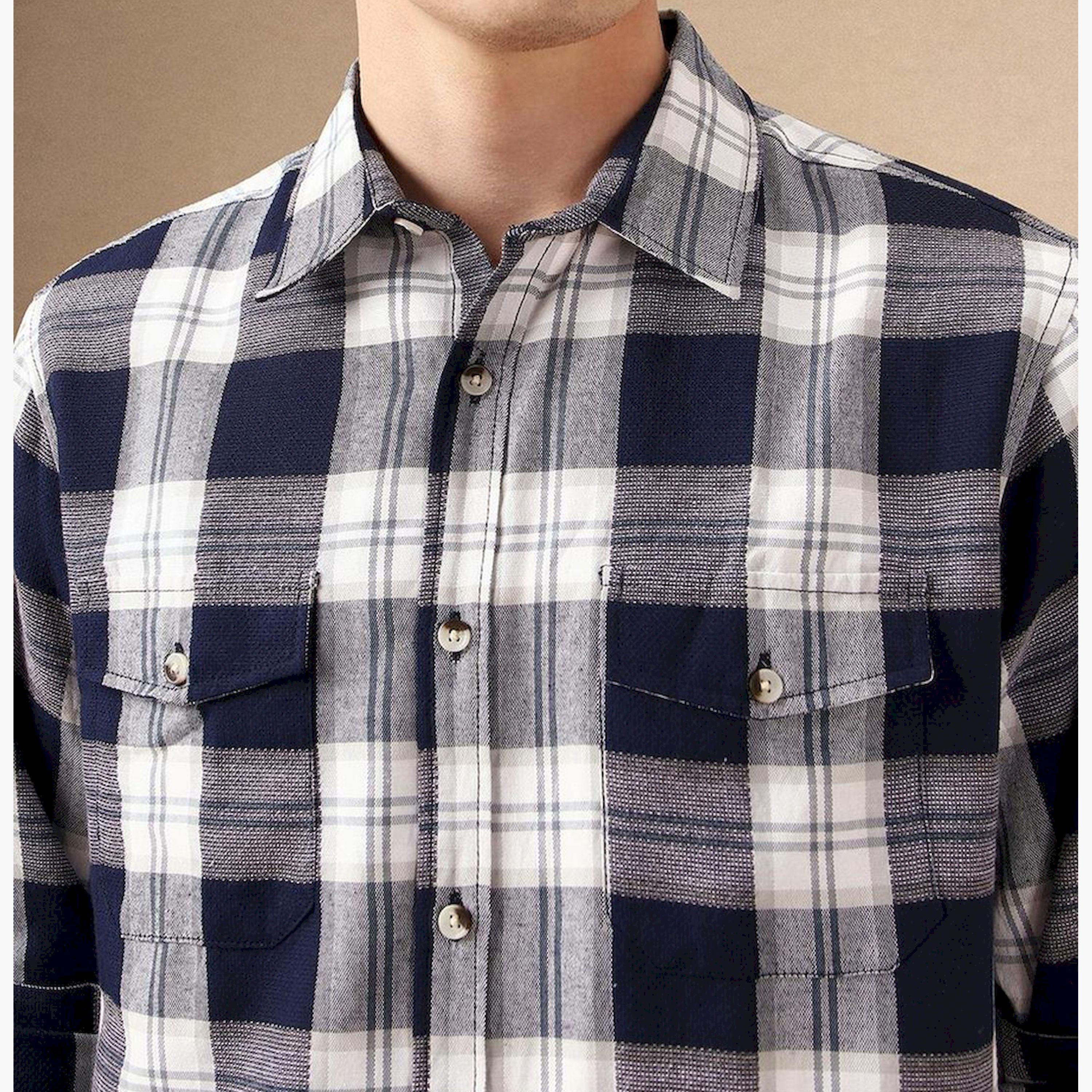 دينيس لينغو× ستايلي-  قميص كاجوال للرجال ياقة واسعة قماش ترتان قطن ذو مقاس مريح-men-clothing-shirts-image-4