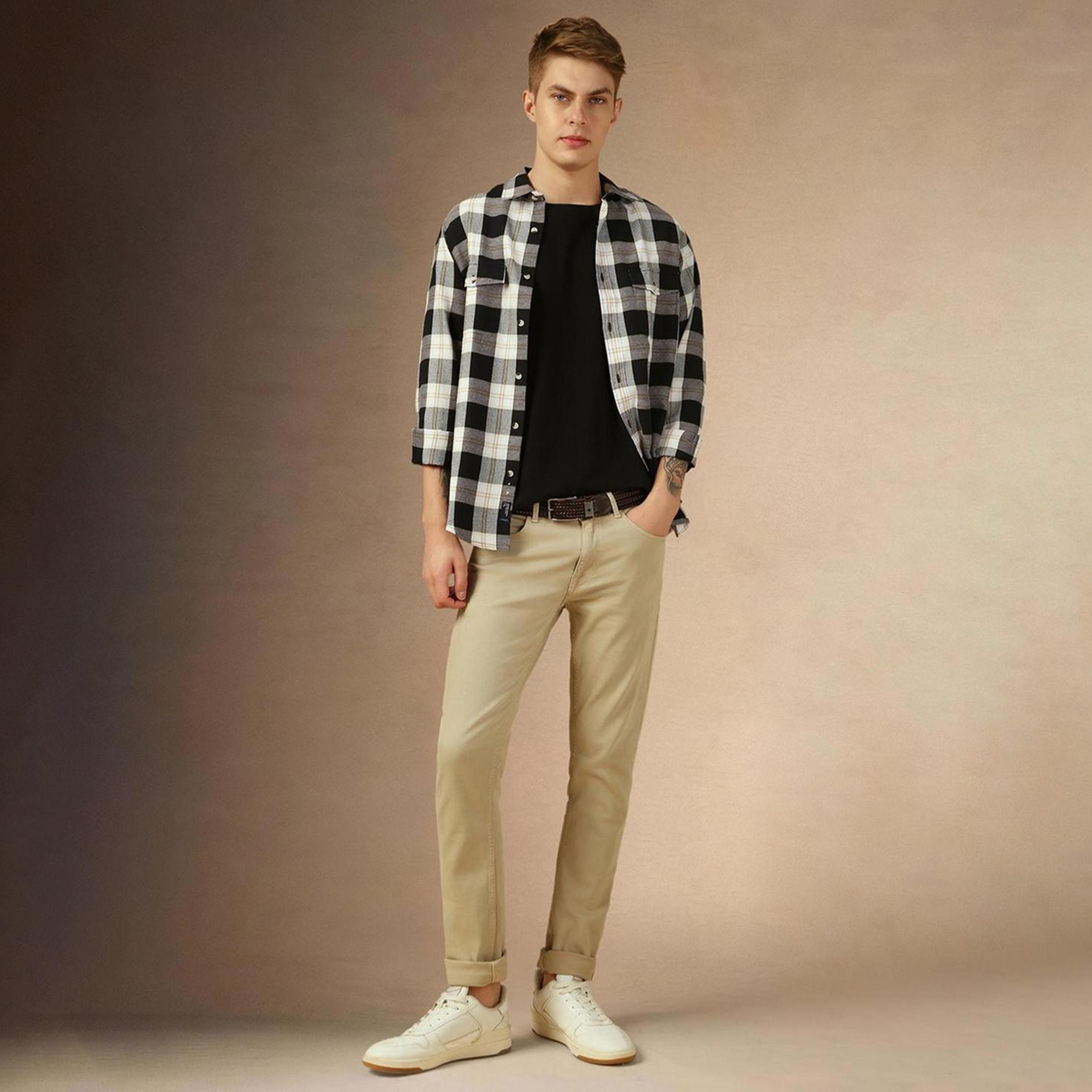 Dennis Lingo X Styli Black Relaxed Fit Buffalo Checks Checked Spread Collar Pure Cotton Casual Shirt-men-clothing-shirts-image-3