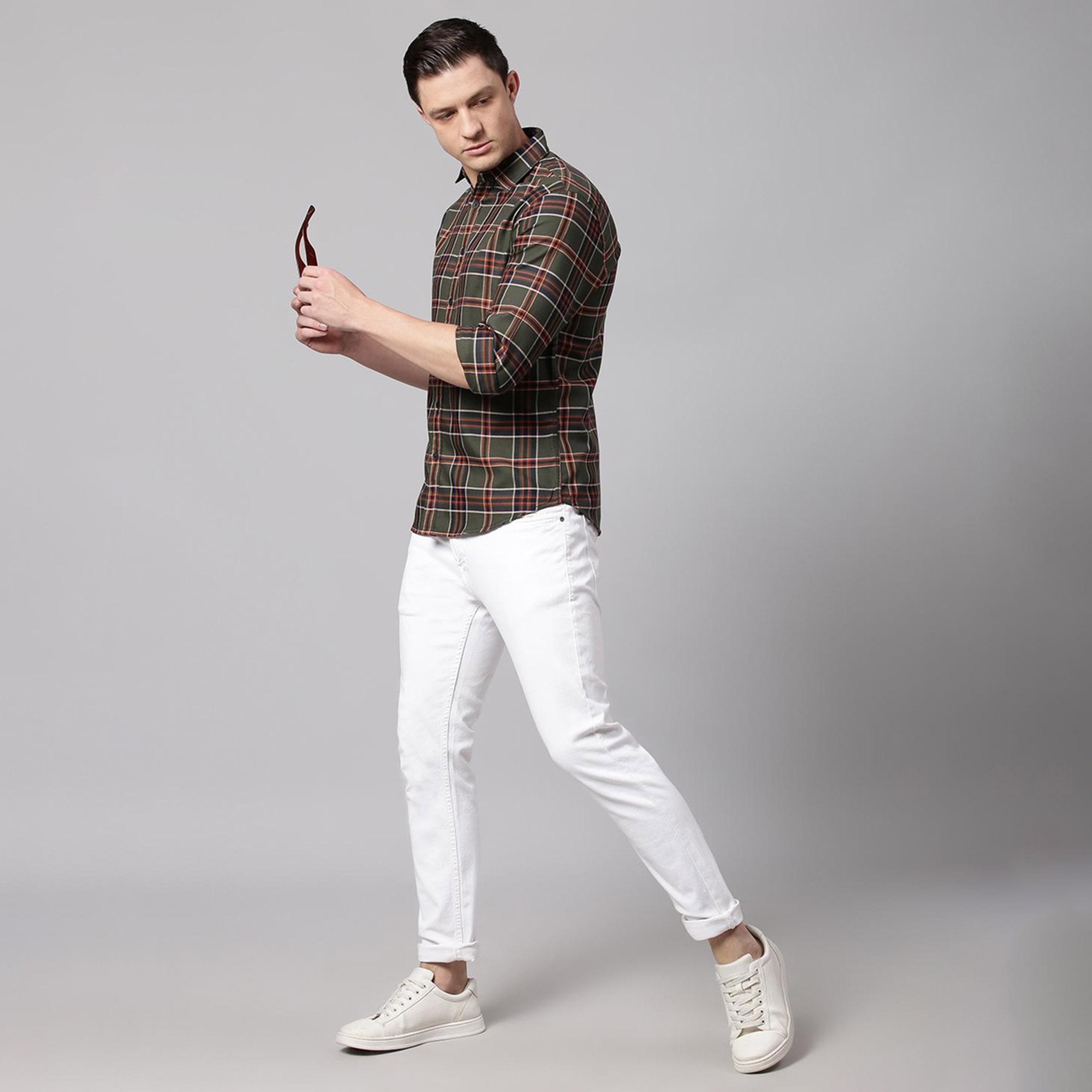 Dennis Lingo X Styli Green Green Slim Fit Tartan Checked Casual Shirt-men-clothing-shirts-image-6