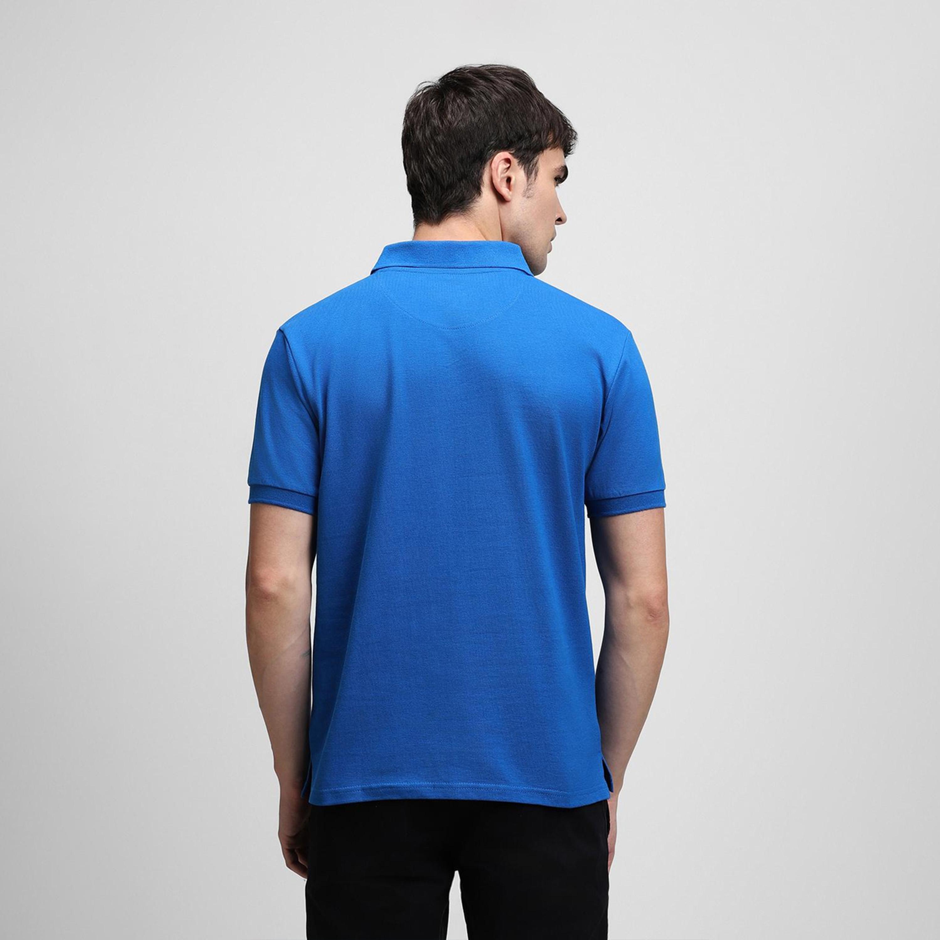دينيس لينغو× ستايلي-  تي شيرت كاجوال ياقة بولو باللون الأزرق قطن خالص-men-clothing-tshirtsandpolos-tshirts-image-5