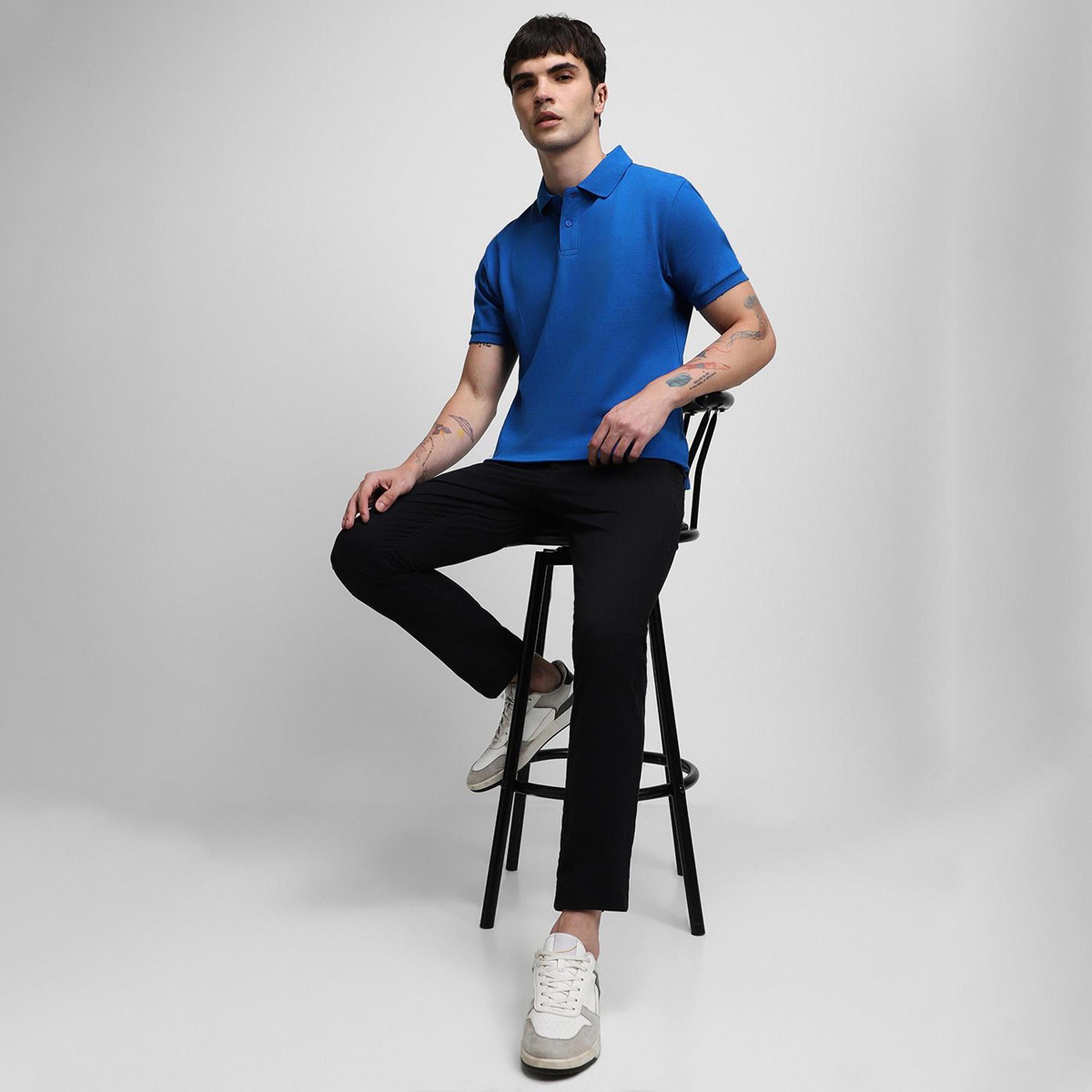 Dennis Lingo X Styli Blue Polo Collar Slim Fit Pure Cotton Casual T-shirt-men-clothing-tshirtsandpolos-tshirts-image-6