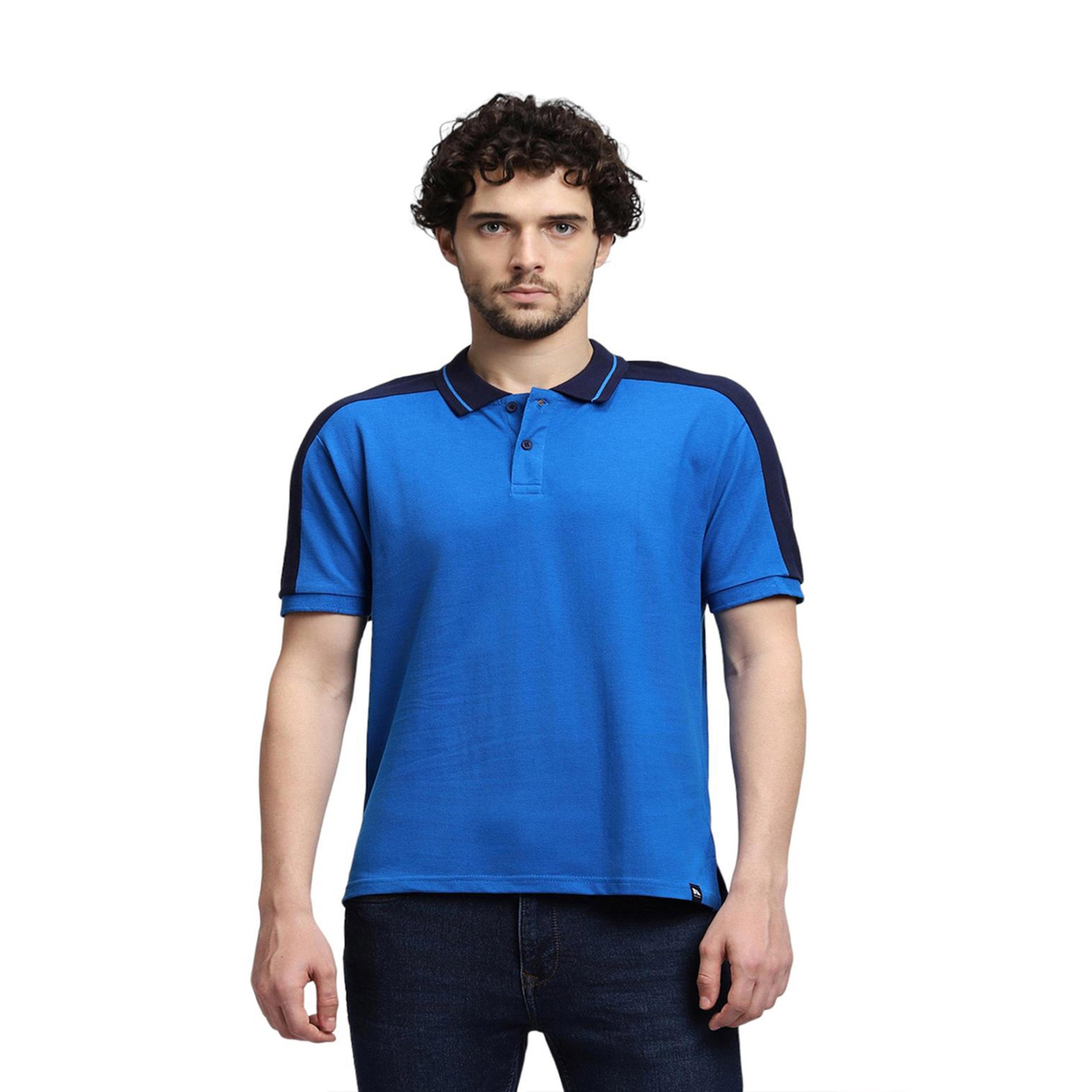 دينيس لينغو× ستايلي-  تي شيرت بقصة ضيقة قطن خالص ياقة بولو باللون الأزرق-men-clothing-tshirtsandpolos-tshirts-image-2