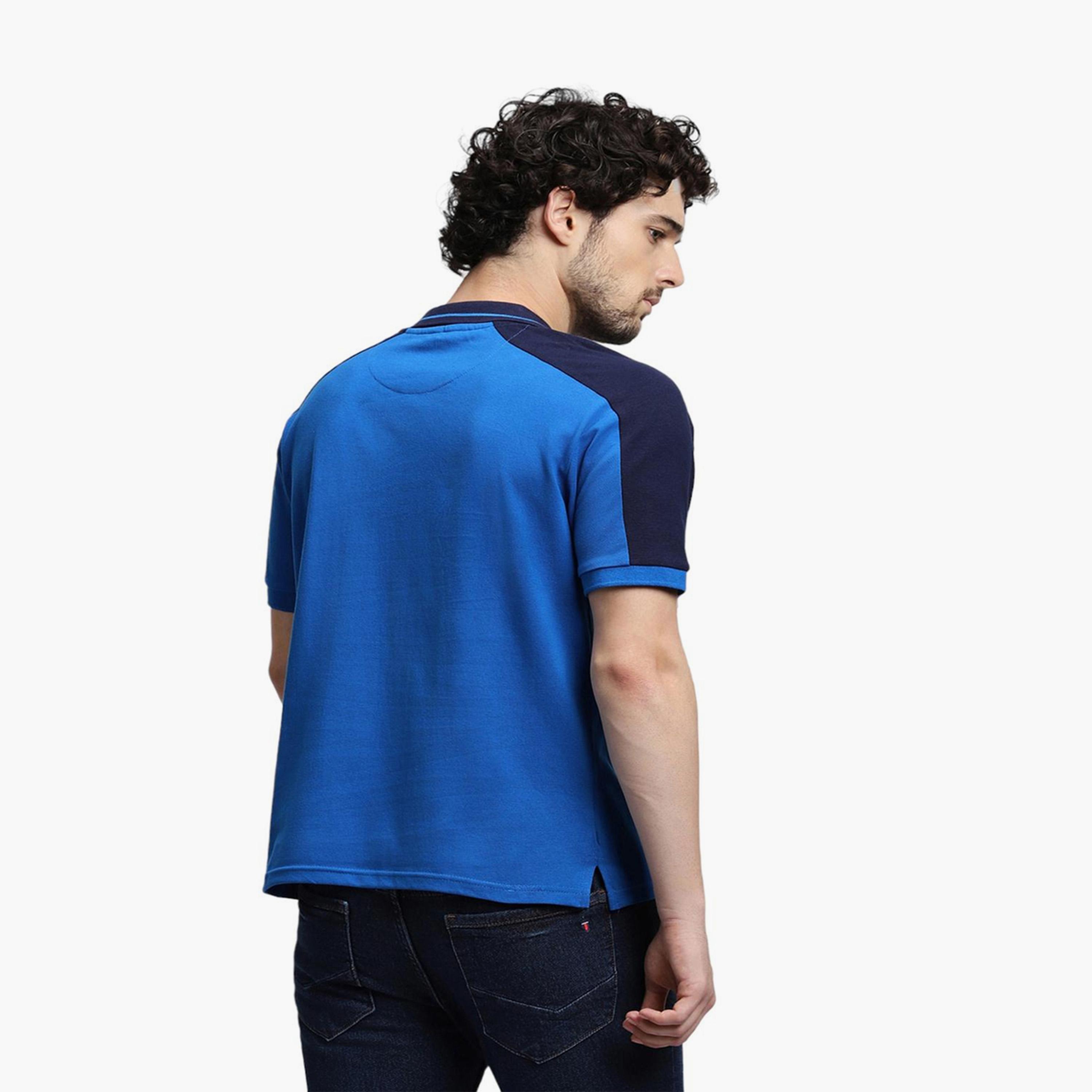 دينيس لينغو× ستايلي-  تي شيرت بقصة ضيقة قطن خالص ياقة بولو باللون الأزرق-men-clothing-tshirtsandpolos-tshirts-image-5
