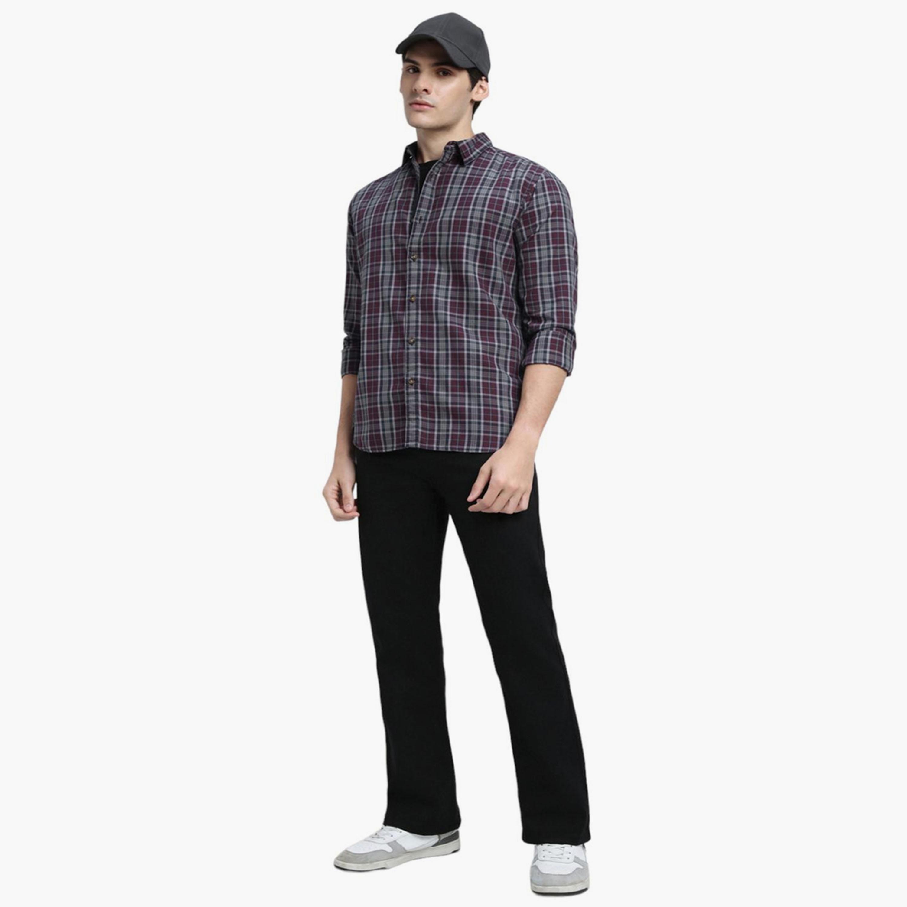 دينيس لينغو× ستايلي-  قميص كاجوال قطن خالص بقصة ضيقة قماش ترتان-men-clothing-shirts-image-1