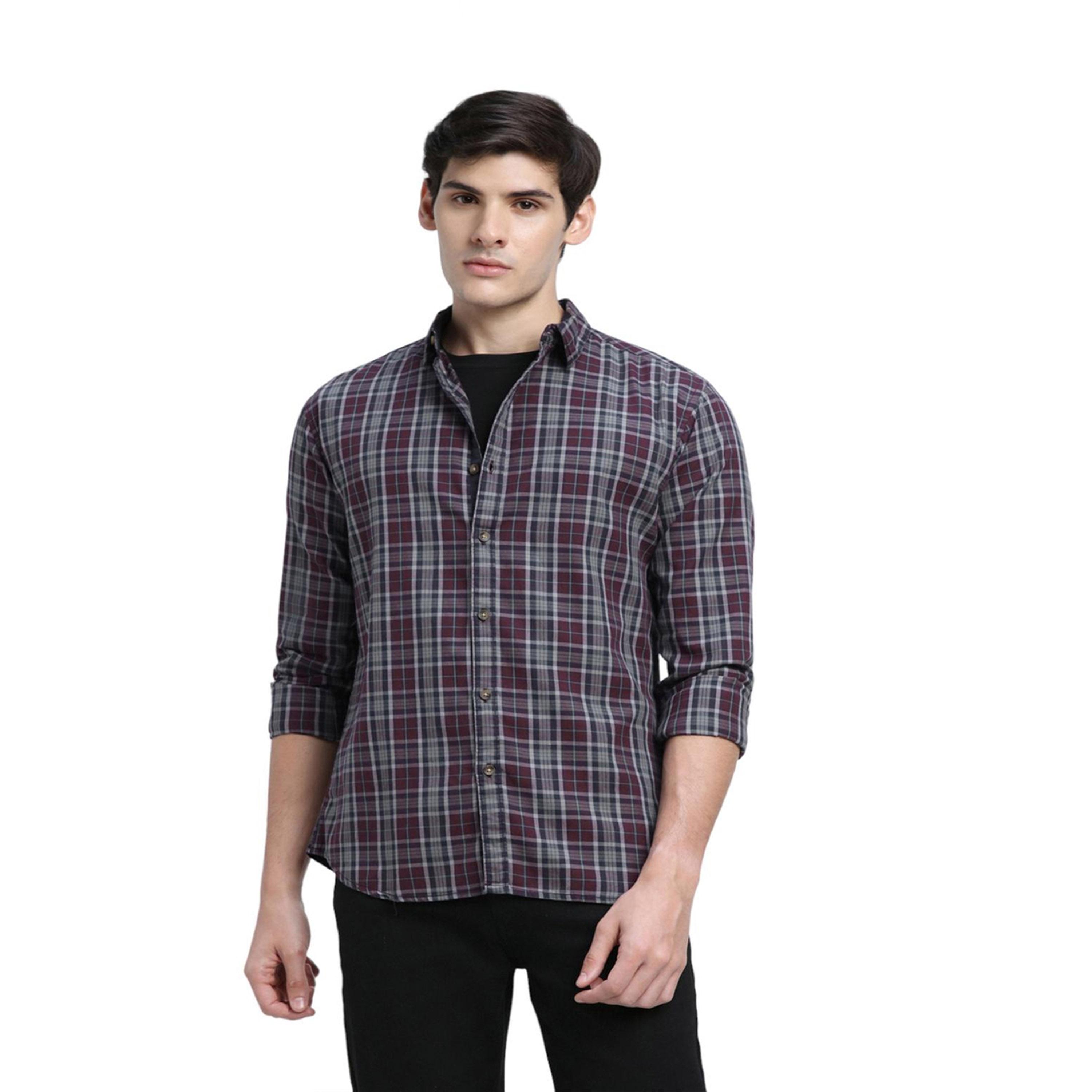 دينيس لينغو× ستايلي-  قميص كاجوال قطن خالص بقصة ضيقة قماش ترتان-men-clothing-shirts-image-2