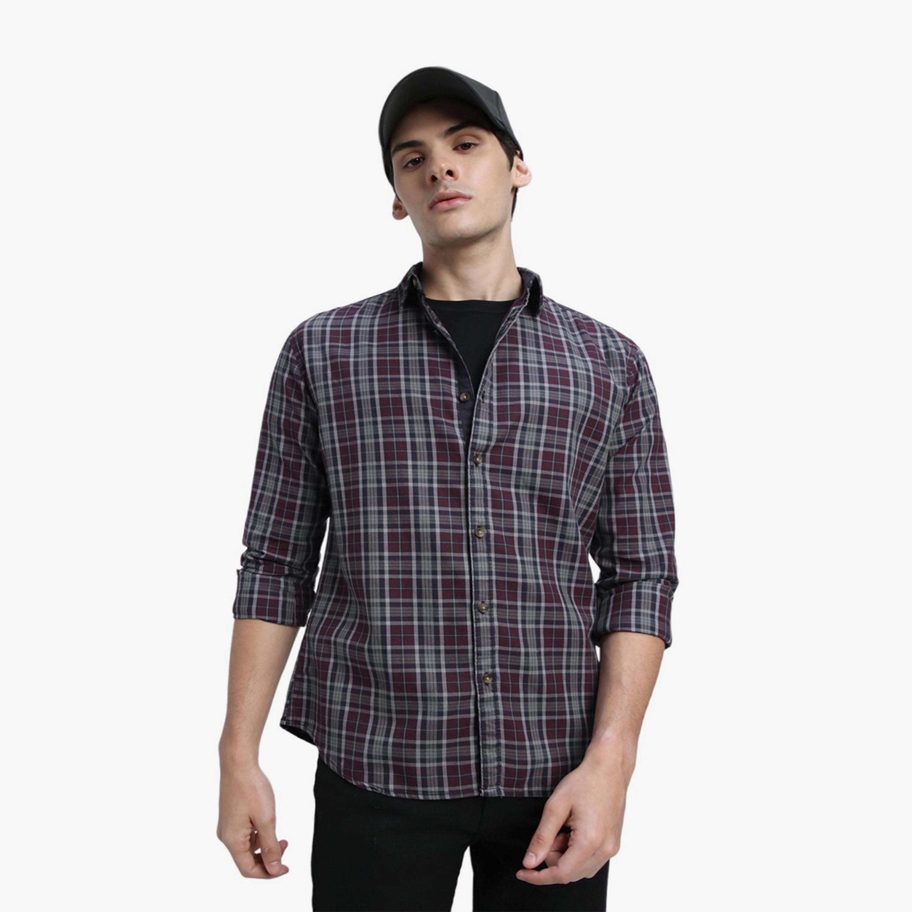 دينيس لينغو× ستايلي-  قميص كاجوال قطن خالص بقصة ضيقة قماش ترتان-men-clothing-shirts-image-5