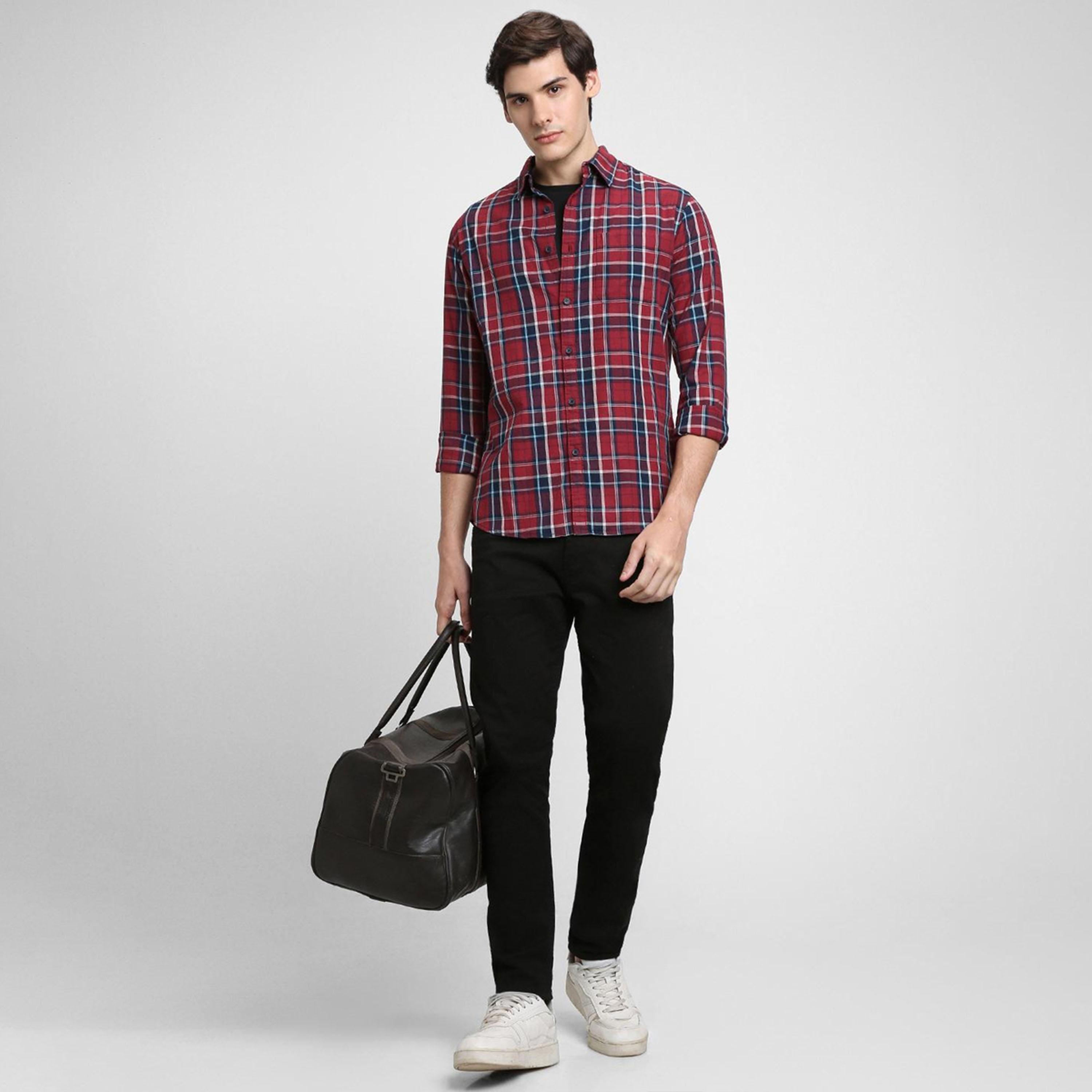 Dennis Lingo X Styli Slim Fit Tartan Checked Pure Cotton Casual Shirt-men-clothing-shirts-image-1