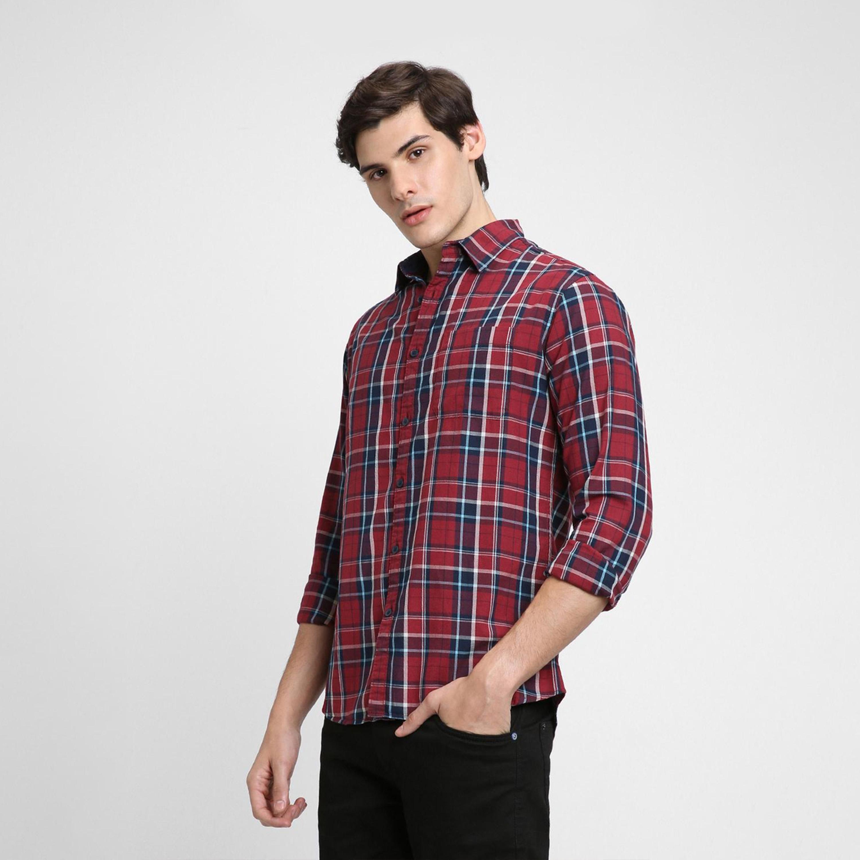 Dennis Lingo X Styli Slim Fit Tartan Checked Pure Cotton Casual Shirt-men-clothing-shirts-image-3