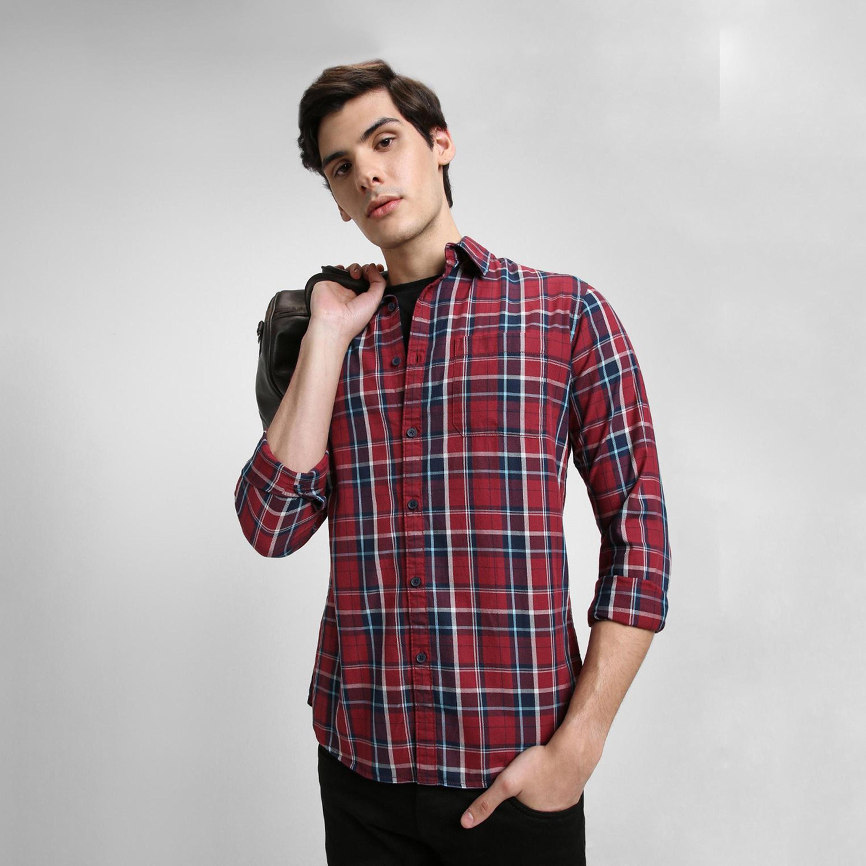 Dennis Lingo X Styli Slim Fit Tartan Checked Pure Cotton Casual Shirt-men-clothing-shirts-image-5