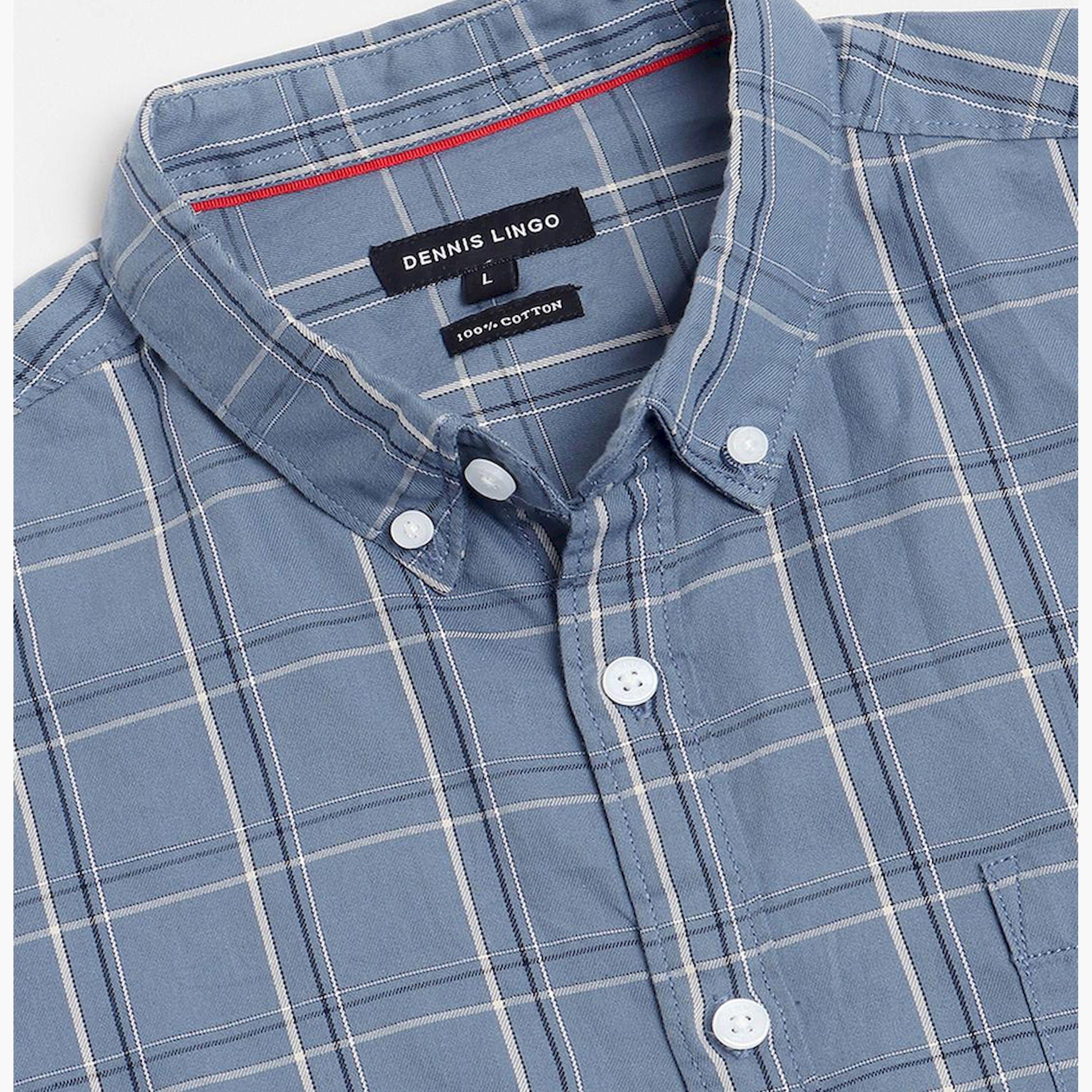 دينيس لينغو× ستايلي-  قميص كاجوال قطن خالص بقصة ضيقة قماش ترتان المربعات-men-clothing-shirts-image-8