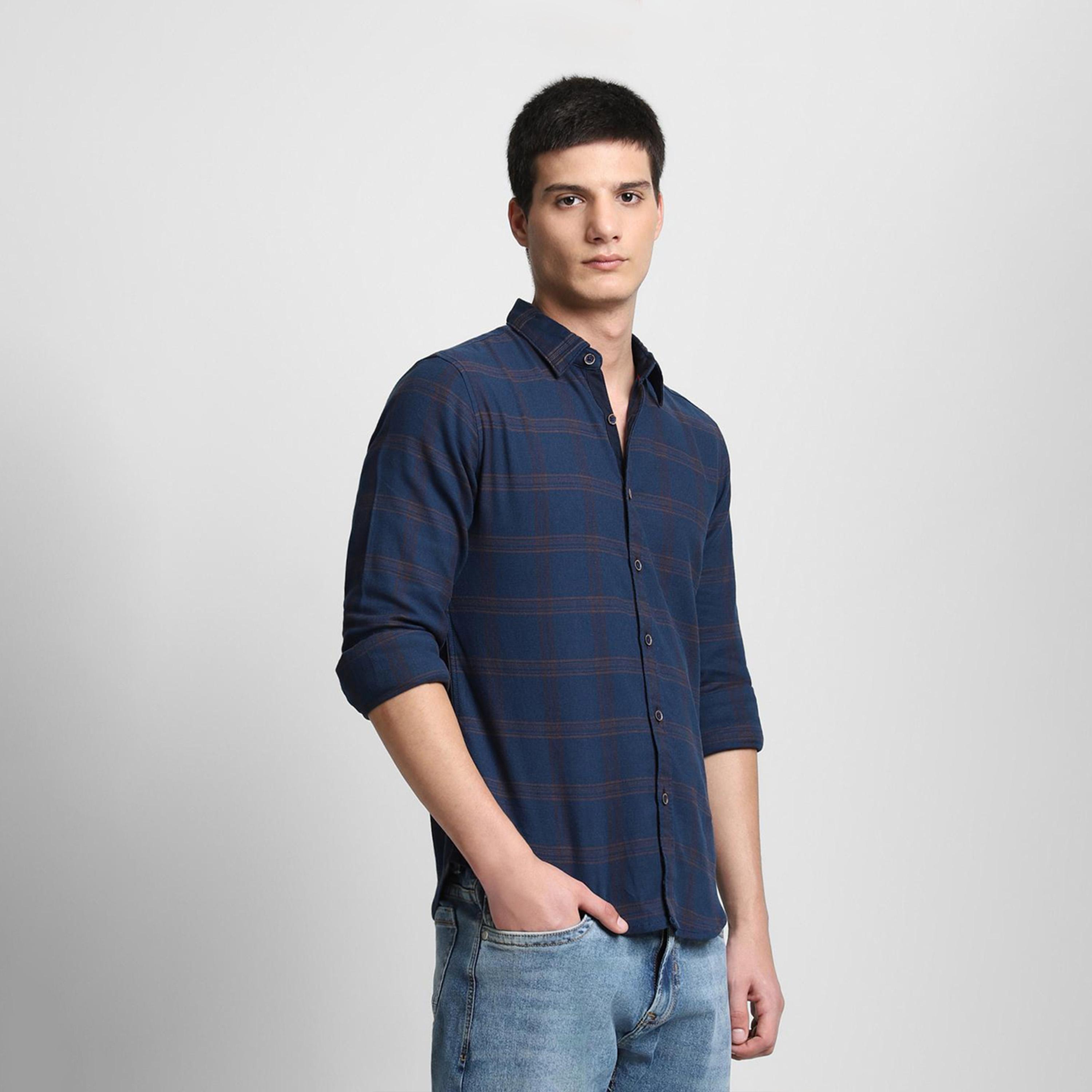 دينيس لينغو× ستايلي-  قميص كاجوال قطن خالص بقصة ضيقة قماش ترتان-men-clothing-shirts-image-3