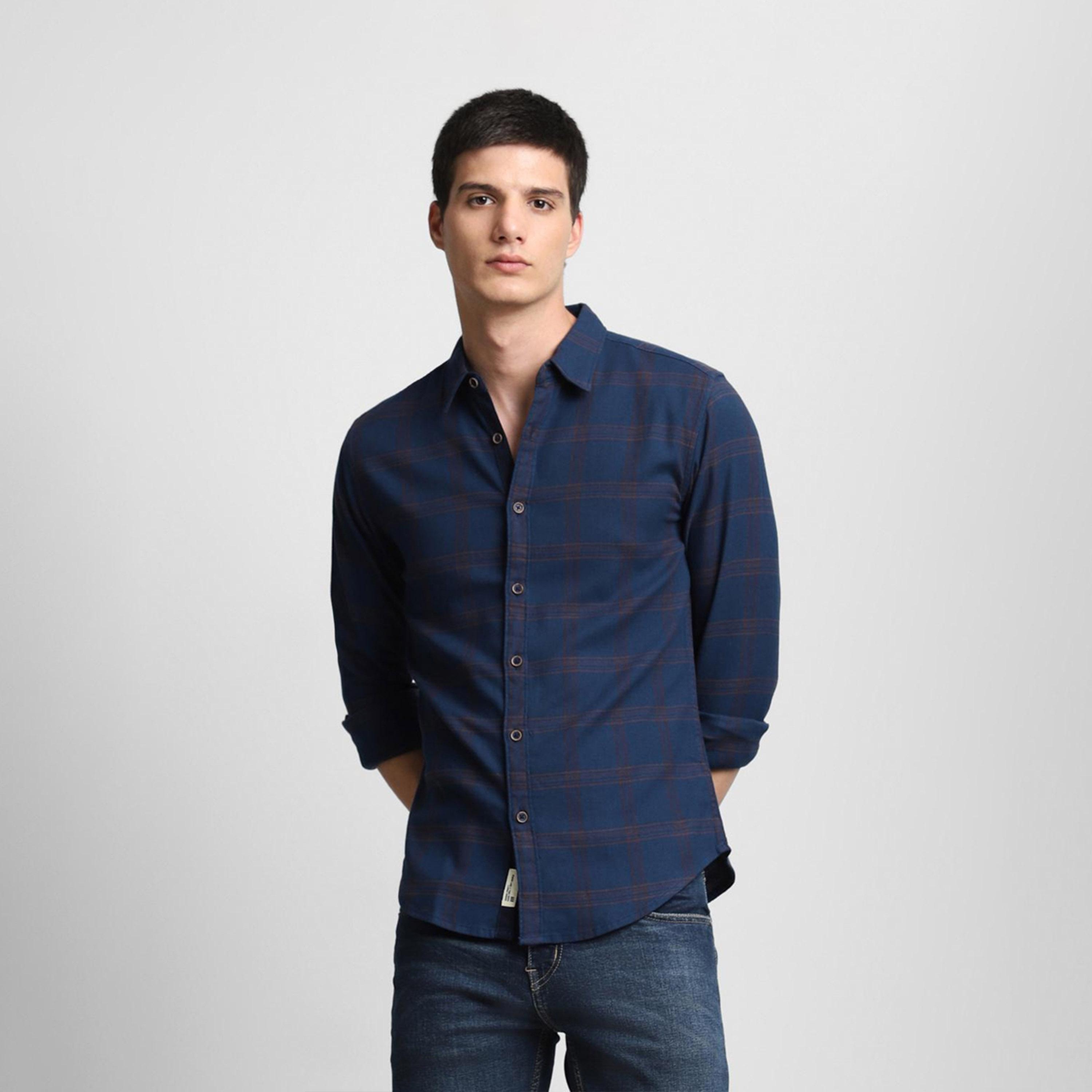 دينيس لينغو× ستايلي-  قميص كاجوال قطن خالص بقصة ضيقة قماش ترتان-men-clothing-shirts-image-4