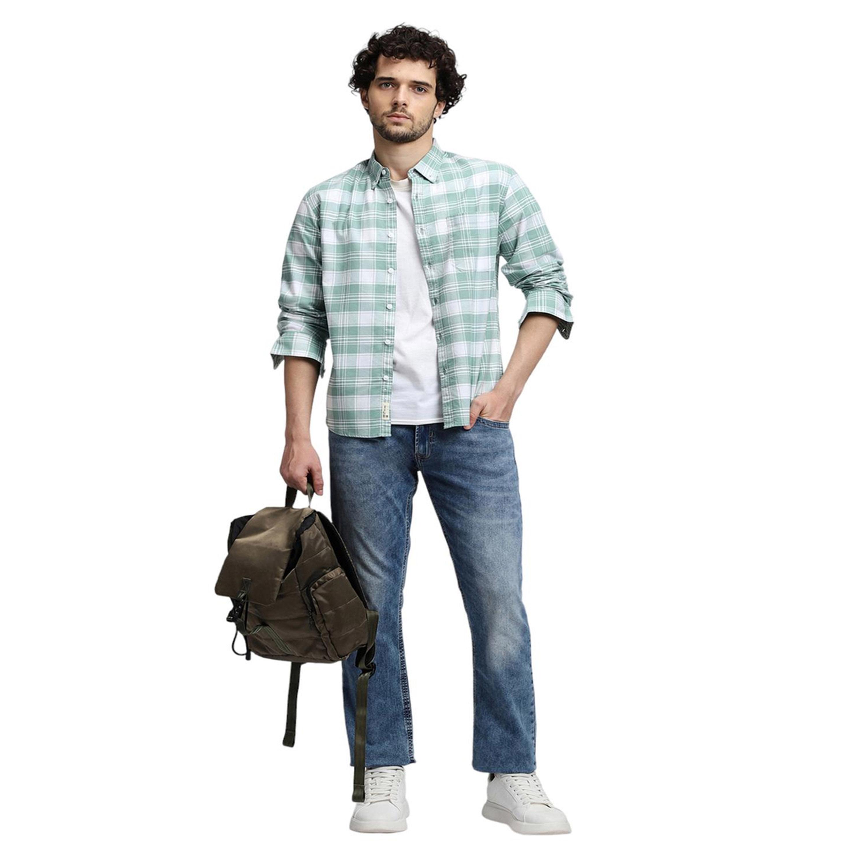 Dennis Lingo X Styli Green Checked Pure Cotton Casual Shirt-men-clothing-shirts-image-1