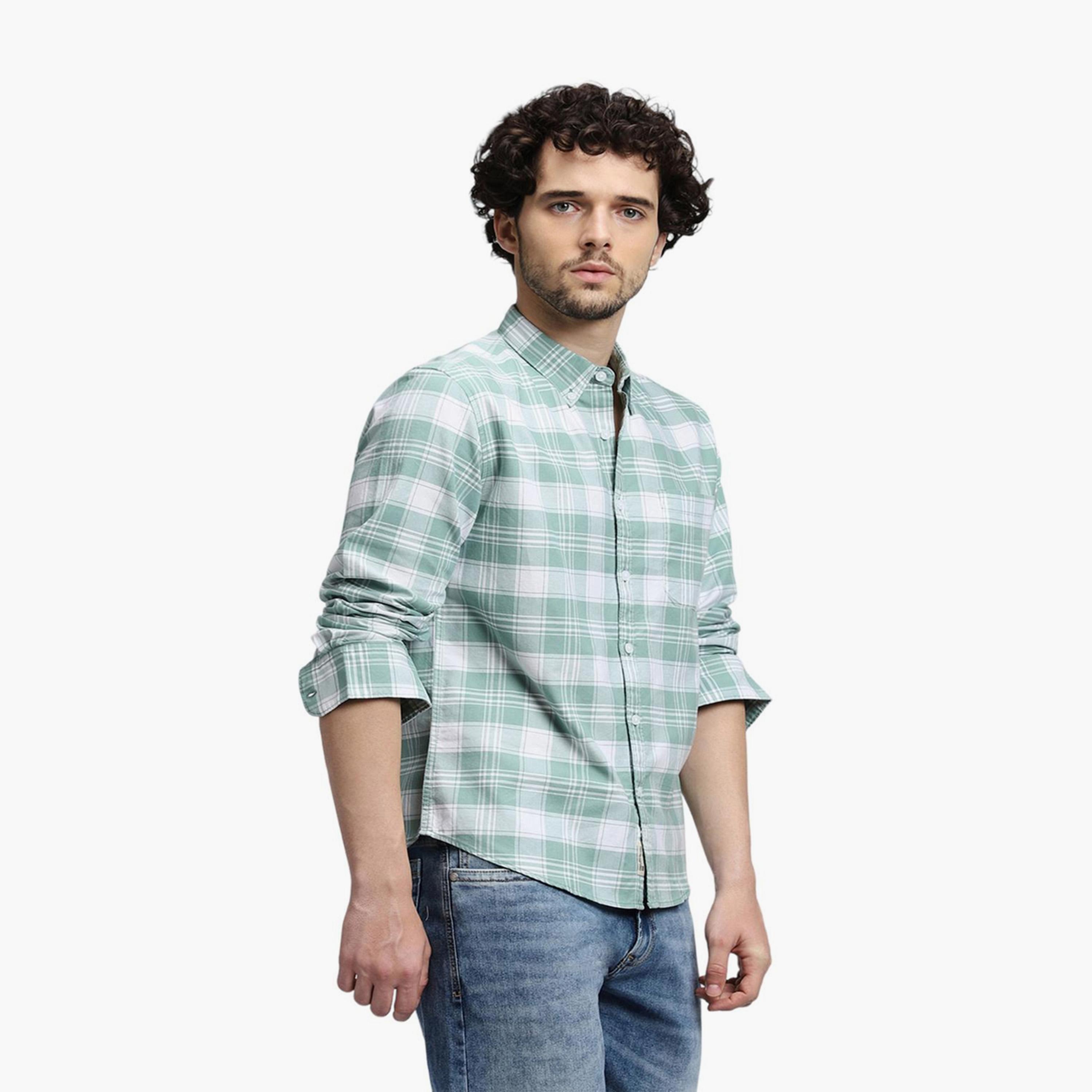 دينيس لينغو× ستايلي-  قميص كاجوال قطن خالص بمربعات لون أخضر-men-clothing-shirts-image-3