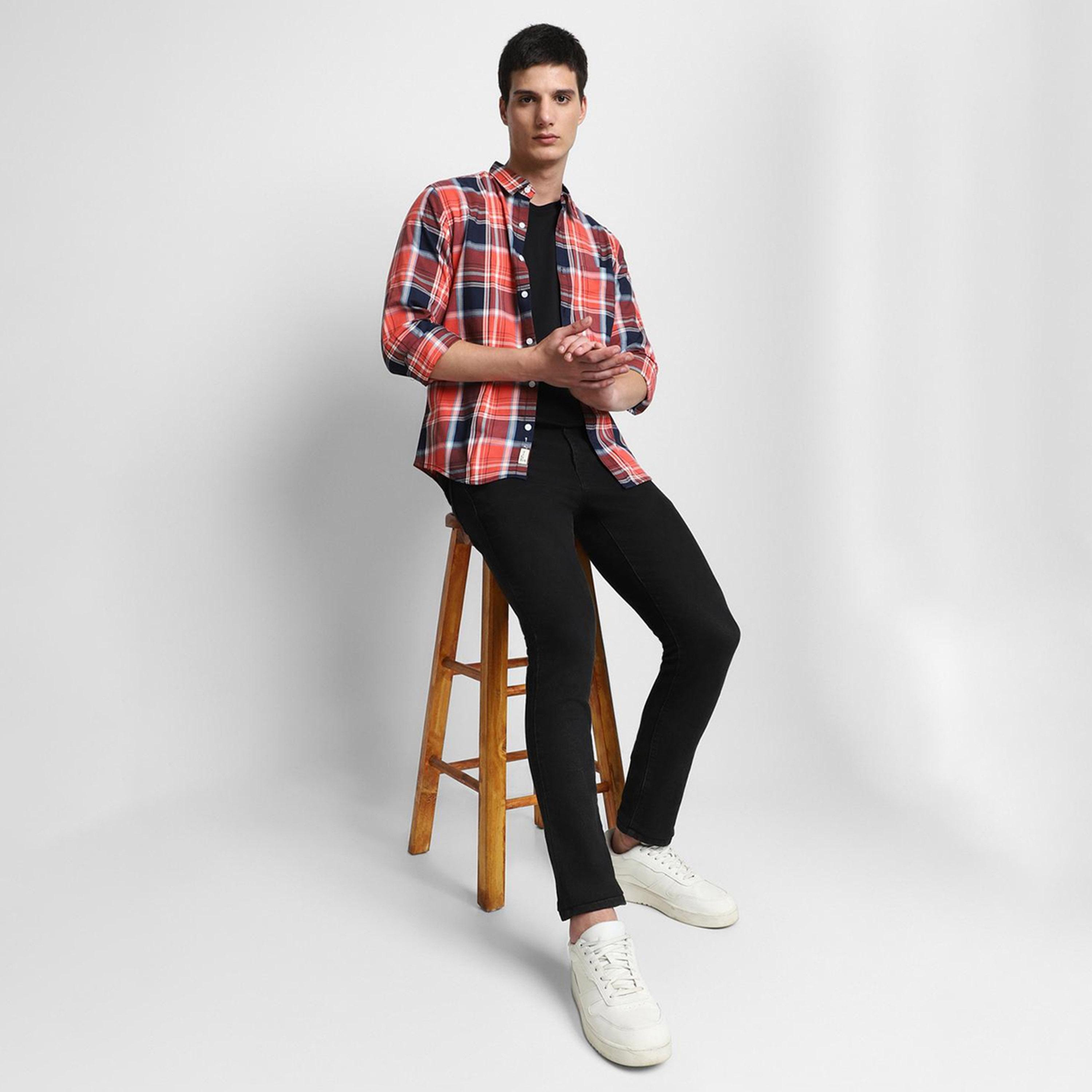 دينيس لينغو× ستايلي-  قميص كاجوال قطن خالص بقصة ضيقة قماش ترتان-men-clothing-shirts-image-1