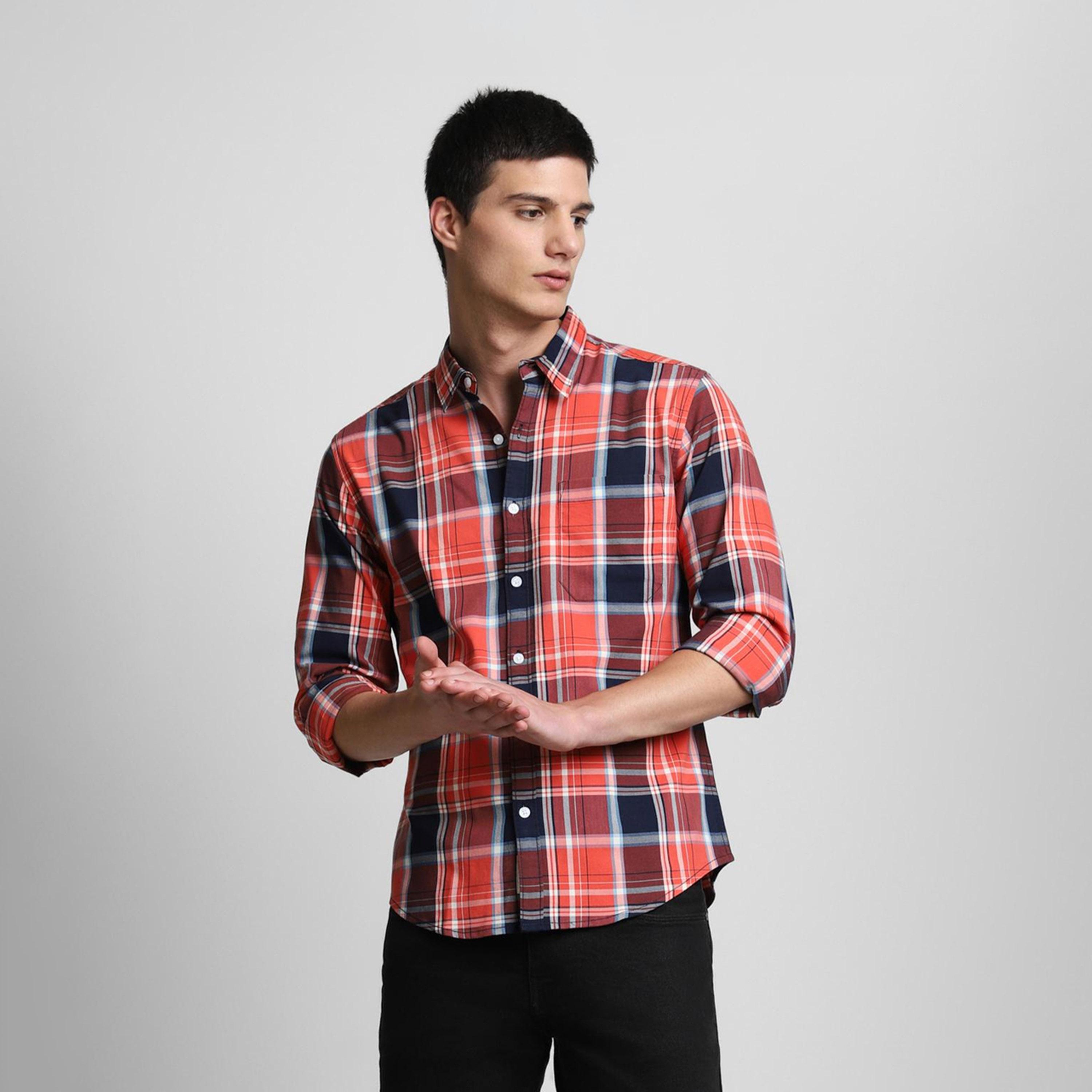 دينيس لينغو× ستايلي-  قميص كاجوال قطن خالص بقصة ضيقة قماش ترتان-men-clothing-shirts-image-2