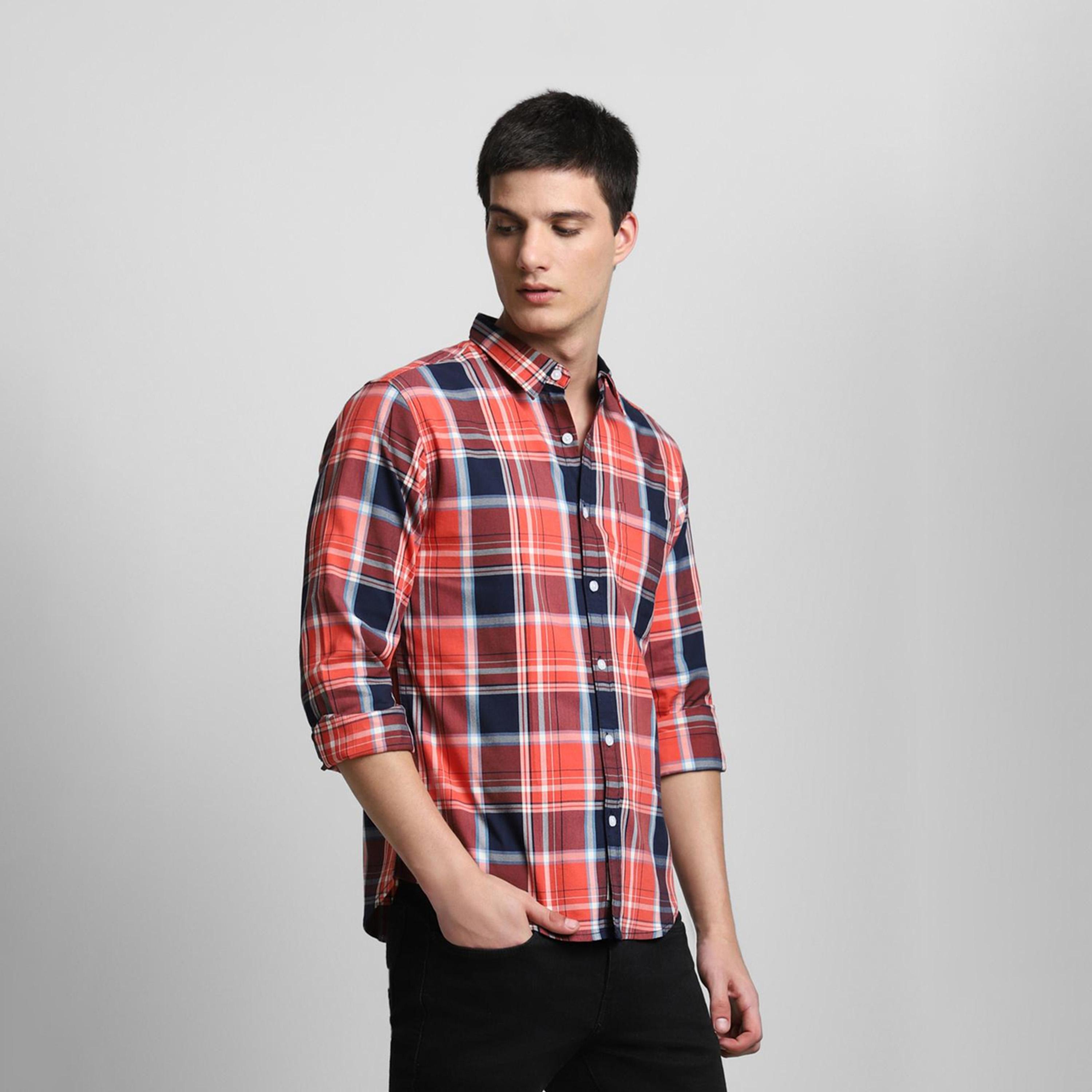 دينيس لينغو× ستايلي-  قميص كاجوال قطن خالص بقصة ضيقة قماش ترتان-men-clothing-shirts-image-3