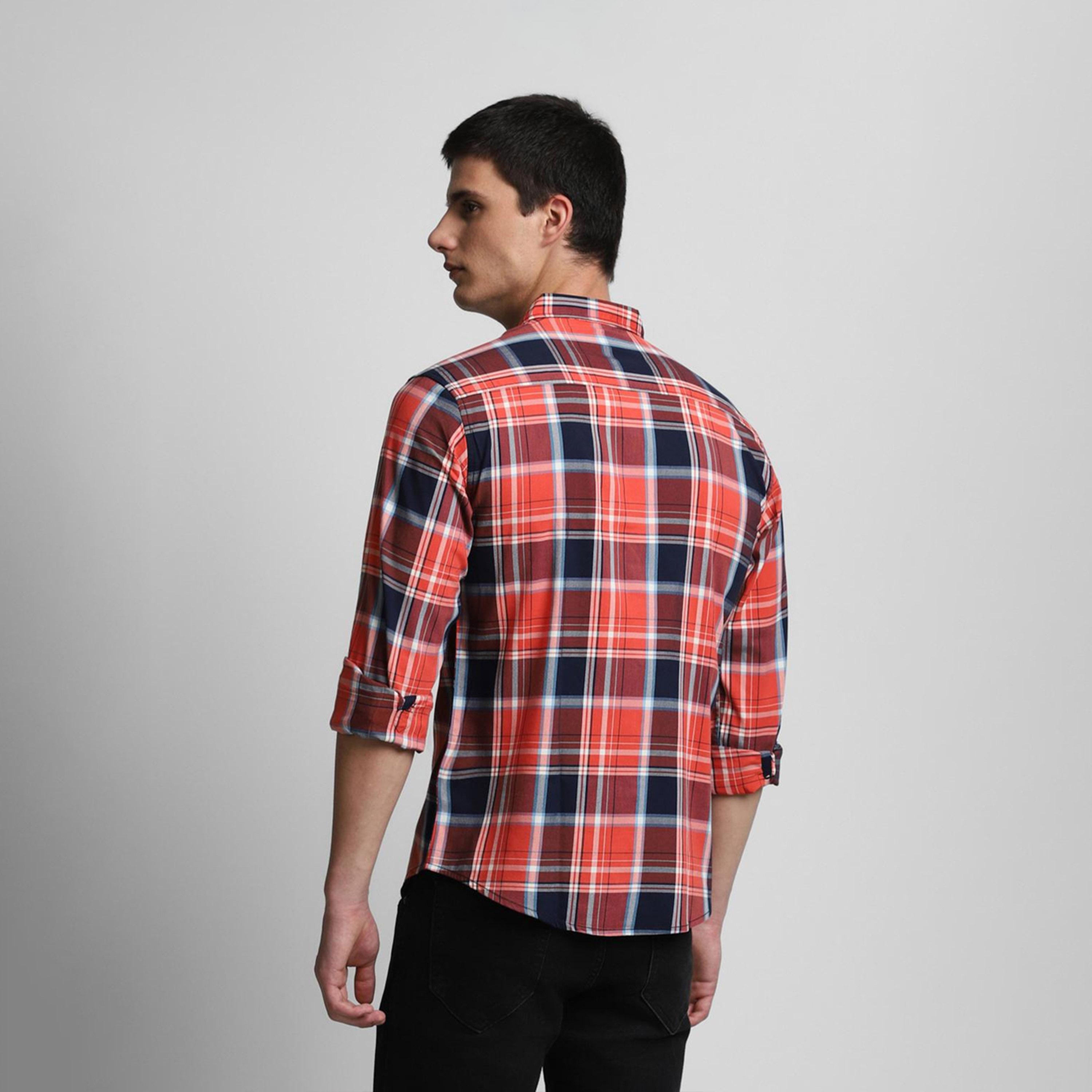 دينيس لينغو× ستايلي-  قميص كاجوال قطن خالص بقصة ضيقة قماش ترتان-men-clothing-shirts-image-4