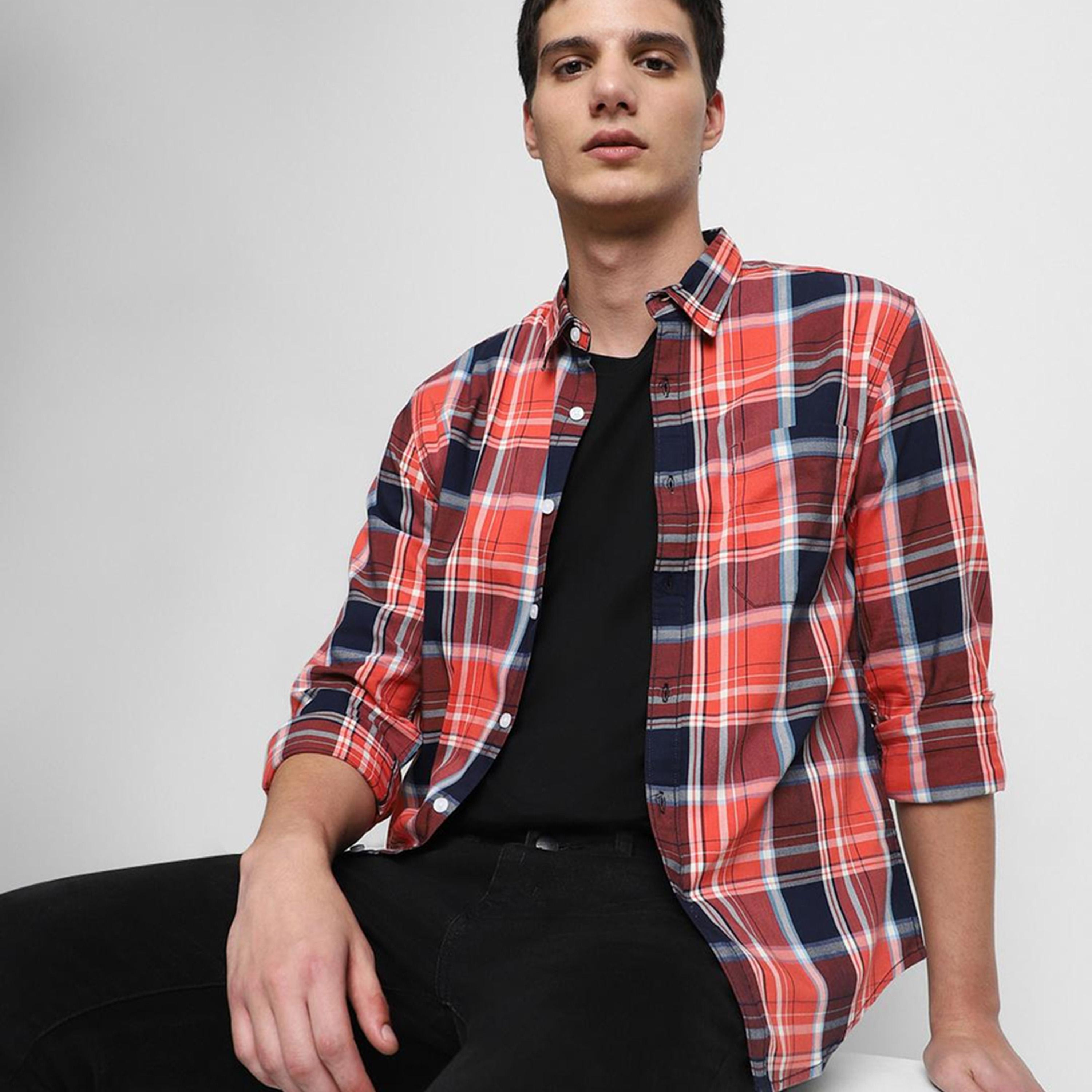 دينيس لينغو× ستايلي-  قميص كاجوال قطن خالص بقصة ضيقة قماش ترتان-men-clothing-shirts-image-5
